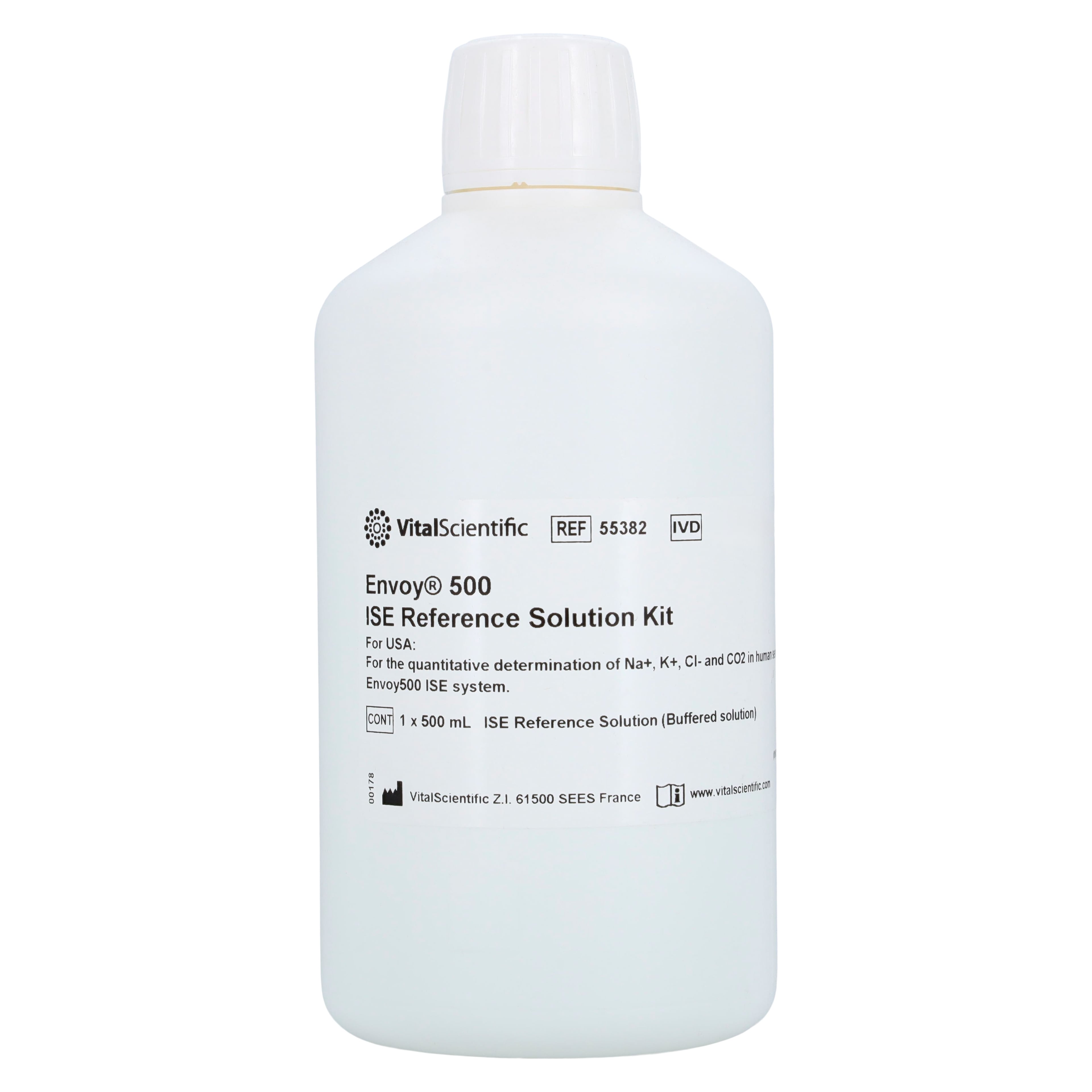 Envoy ISE Reference Solution K, Ion-Selective Electrode Positive Reference, 500 mL Bottle