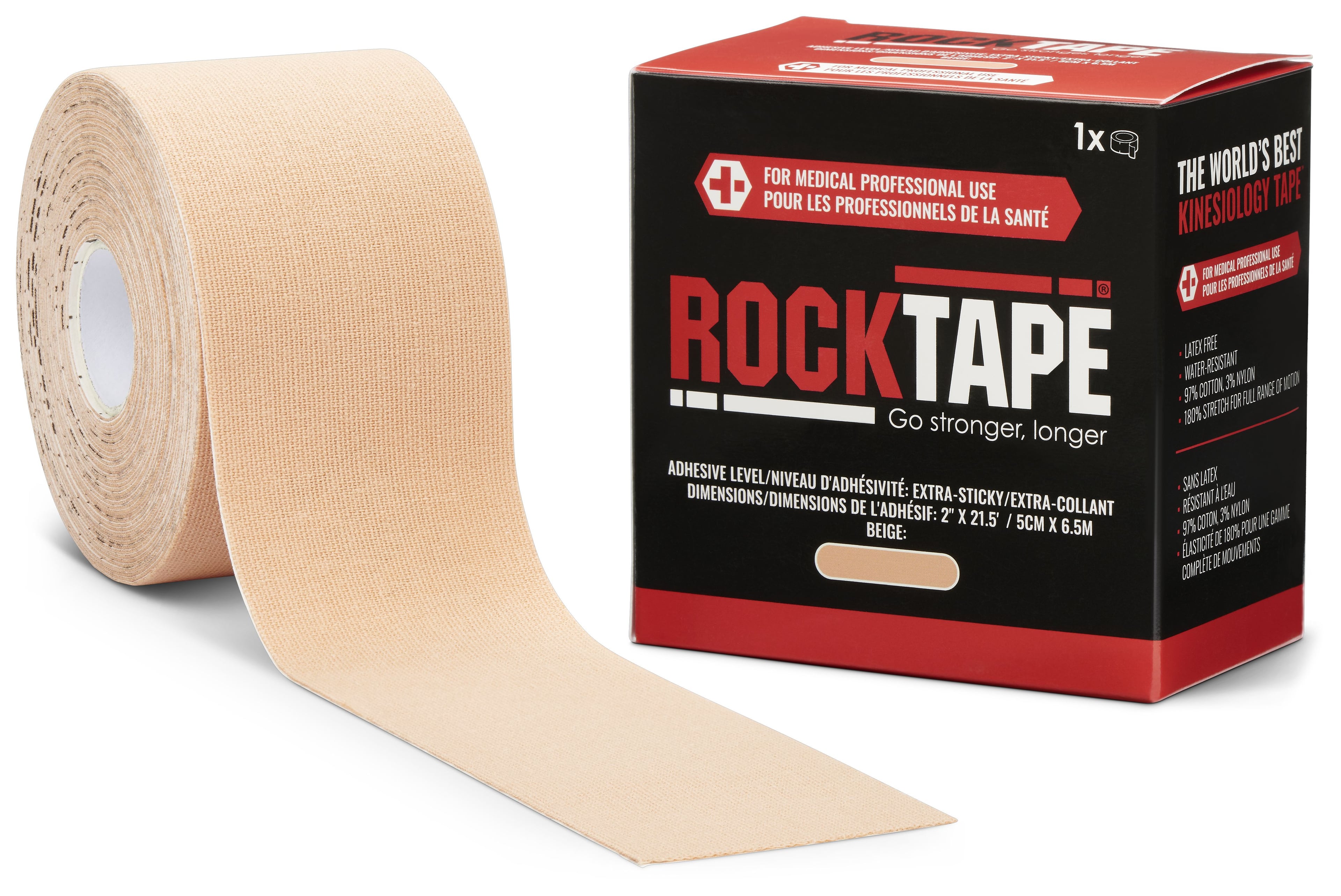 RockTape Xtr-Sticky Kinesiology Tape, Beige, 2" x 21.5'