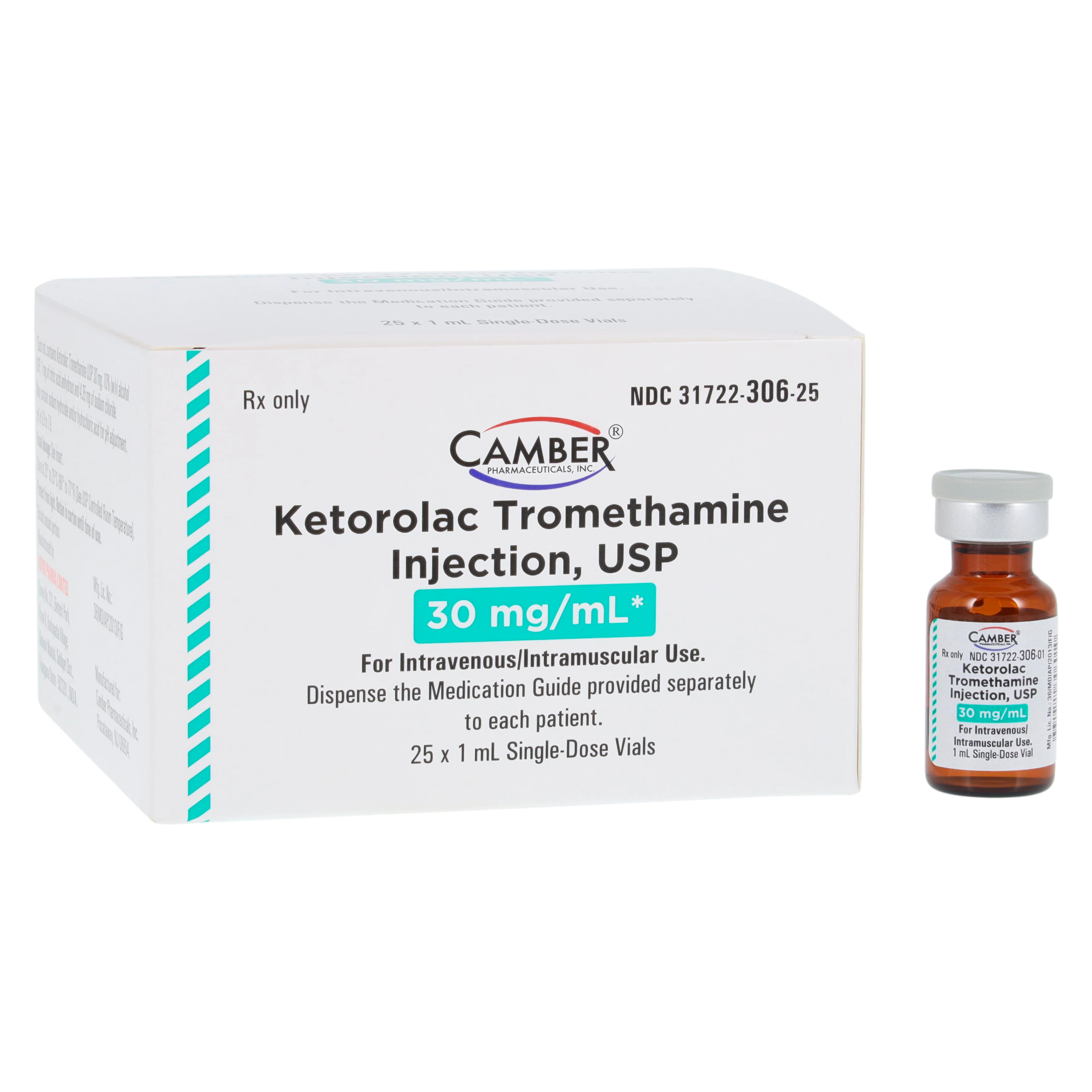 Ketorolac Tromethamine Injection, 30 mg/mL, Single-Dose Vial, 1 mL, 25/Package