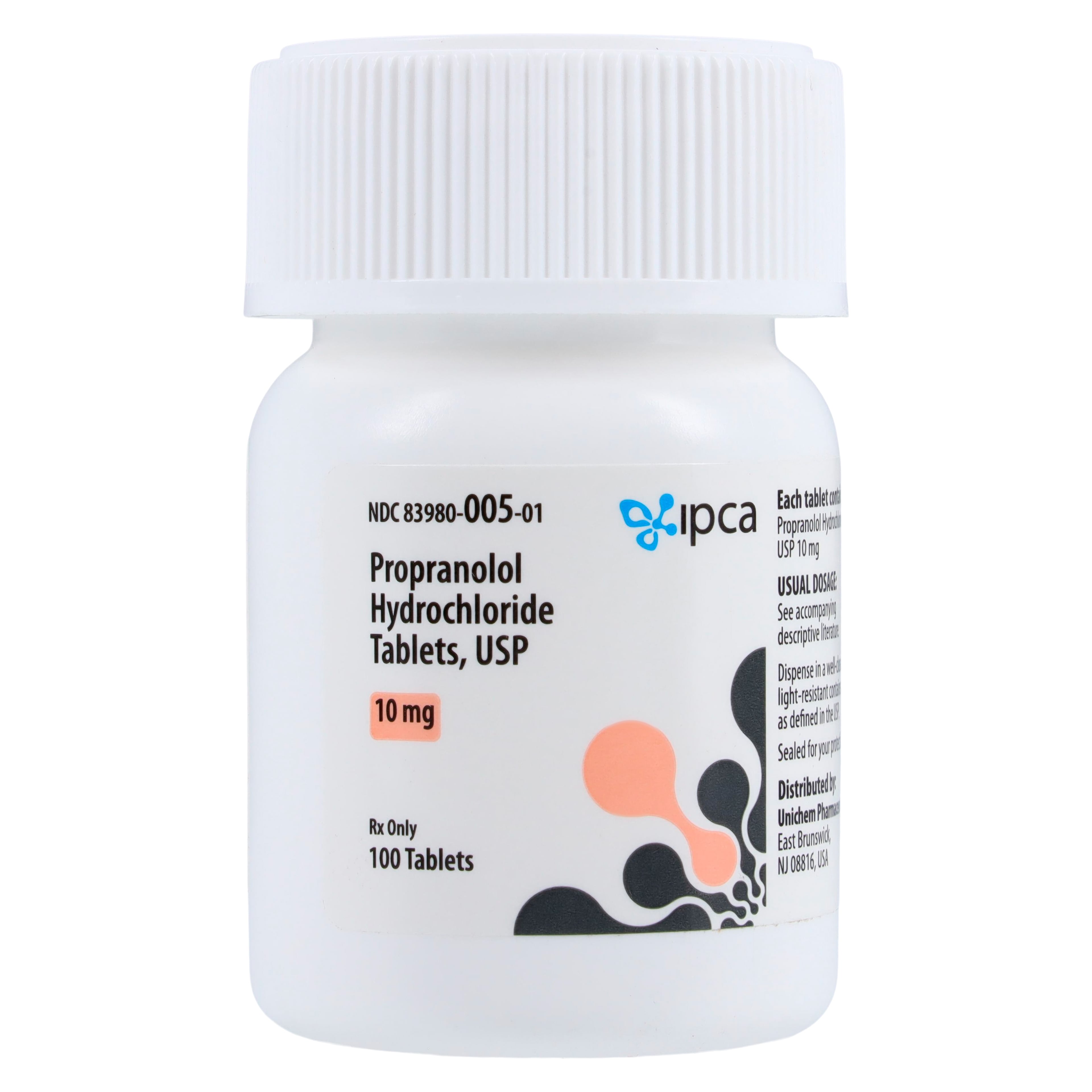 Propranolol HCl Tablets, 10mg, 100/Bottle, Unichem Pharmaceuticals