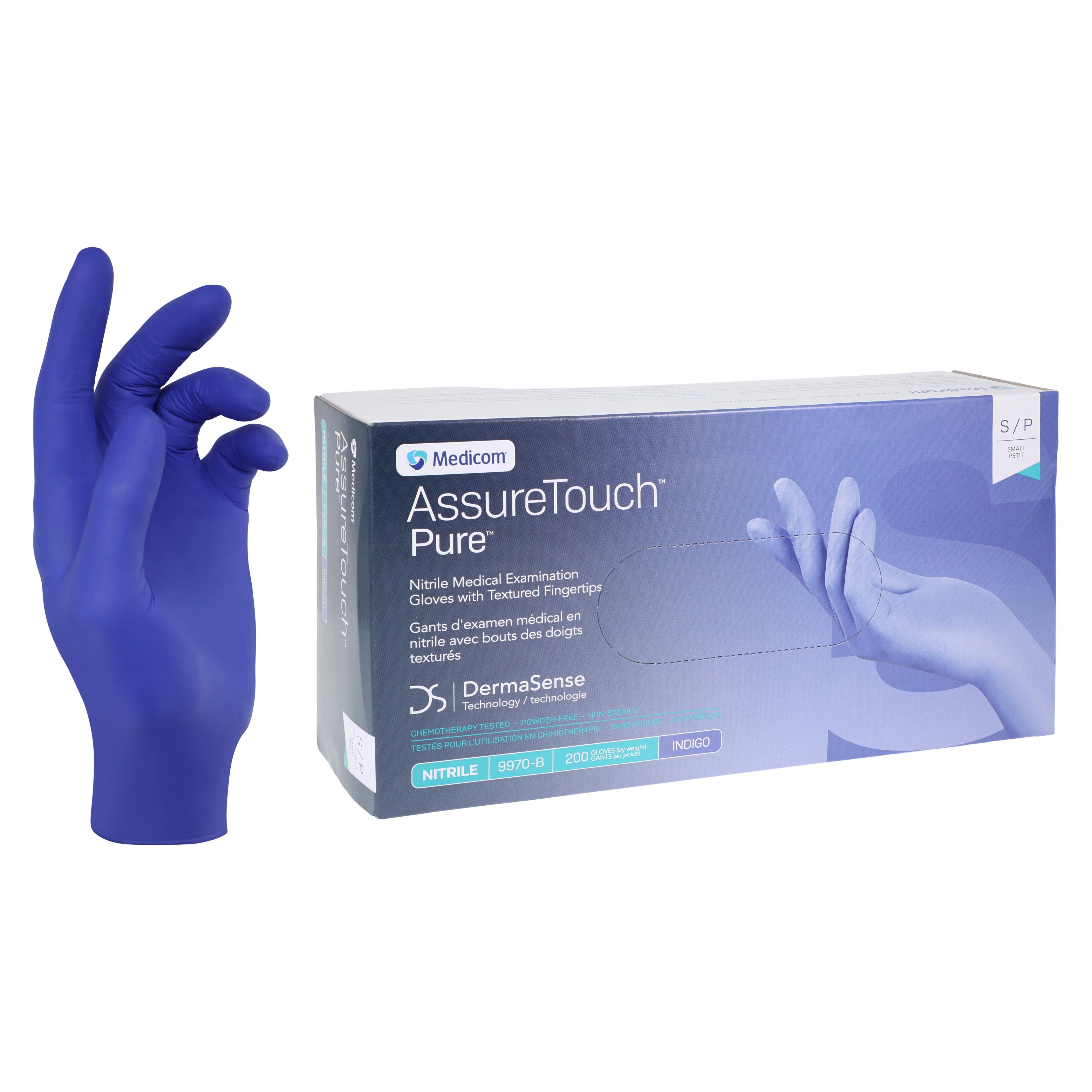 AssureTouch™ Pure Nitrile Exam Gloves, Powder Free, Non-Sterile, Small, Blue, 200/Box, 9970B