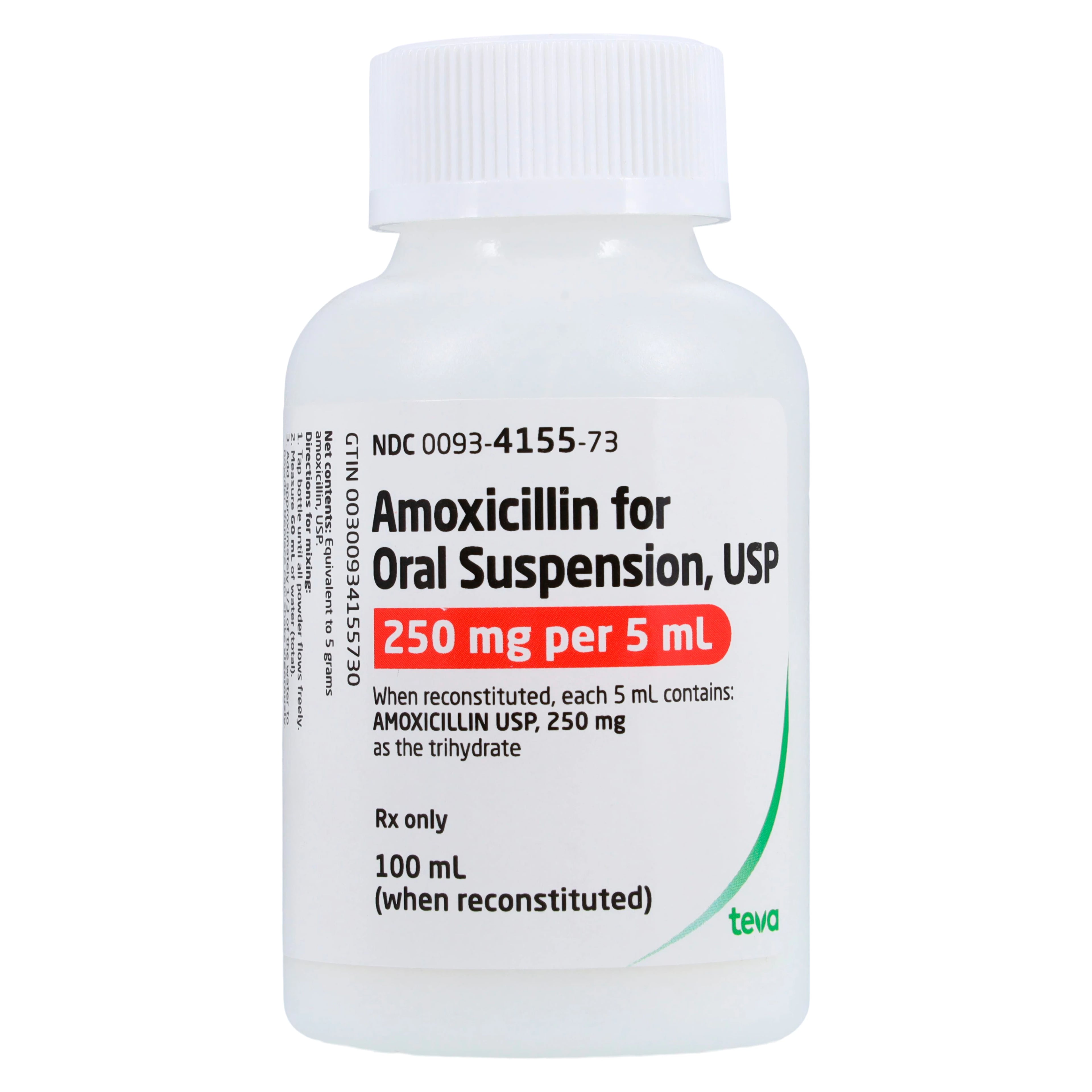 Amoxicillin Oral Suspension 250mg/5mL, Mixed Berry Flavor, 100mL Bottle