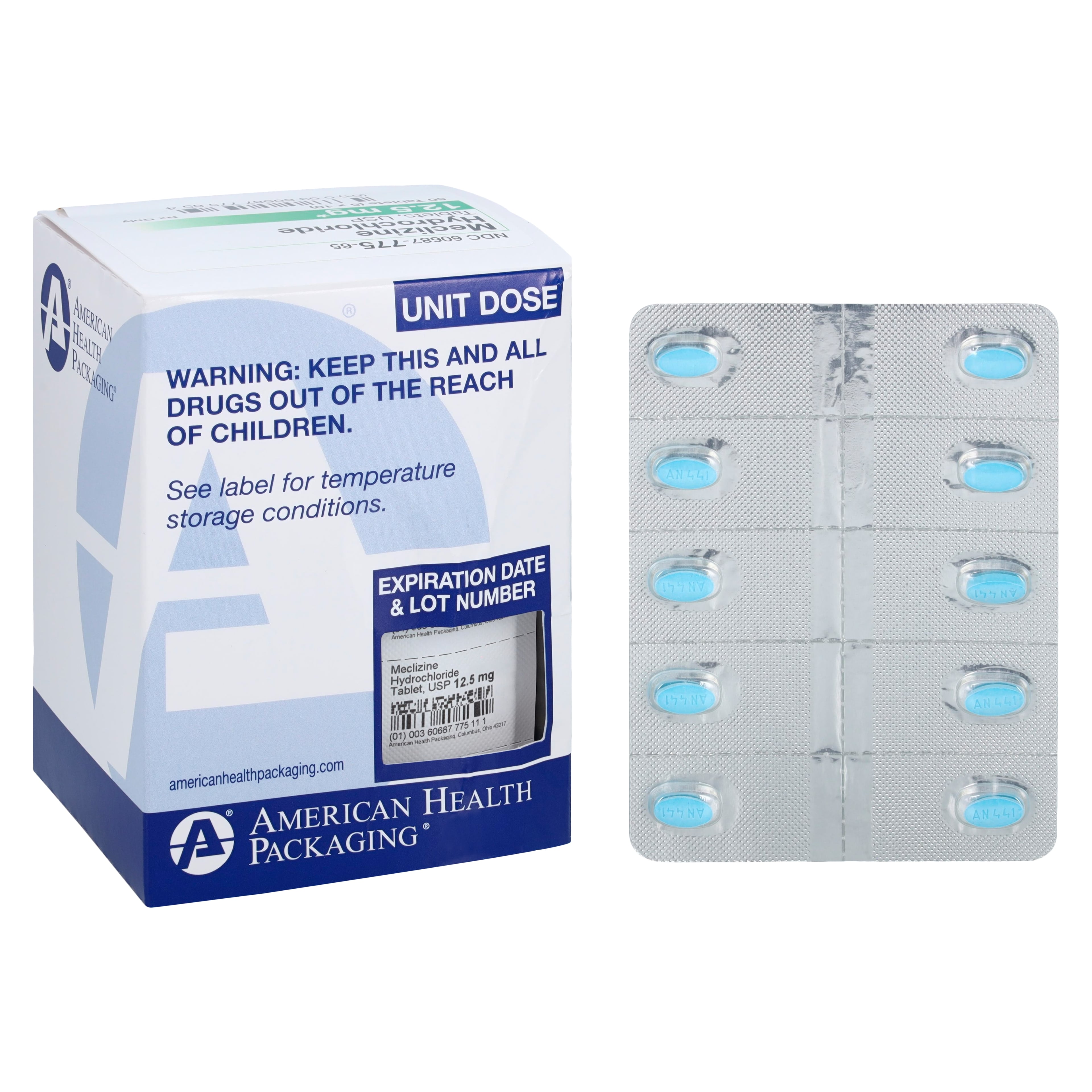 Meclizine HCl Tablets 12.5 mg, Unit Dose, 50/Package (American Health Packaging)