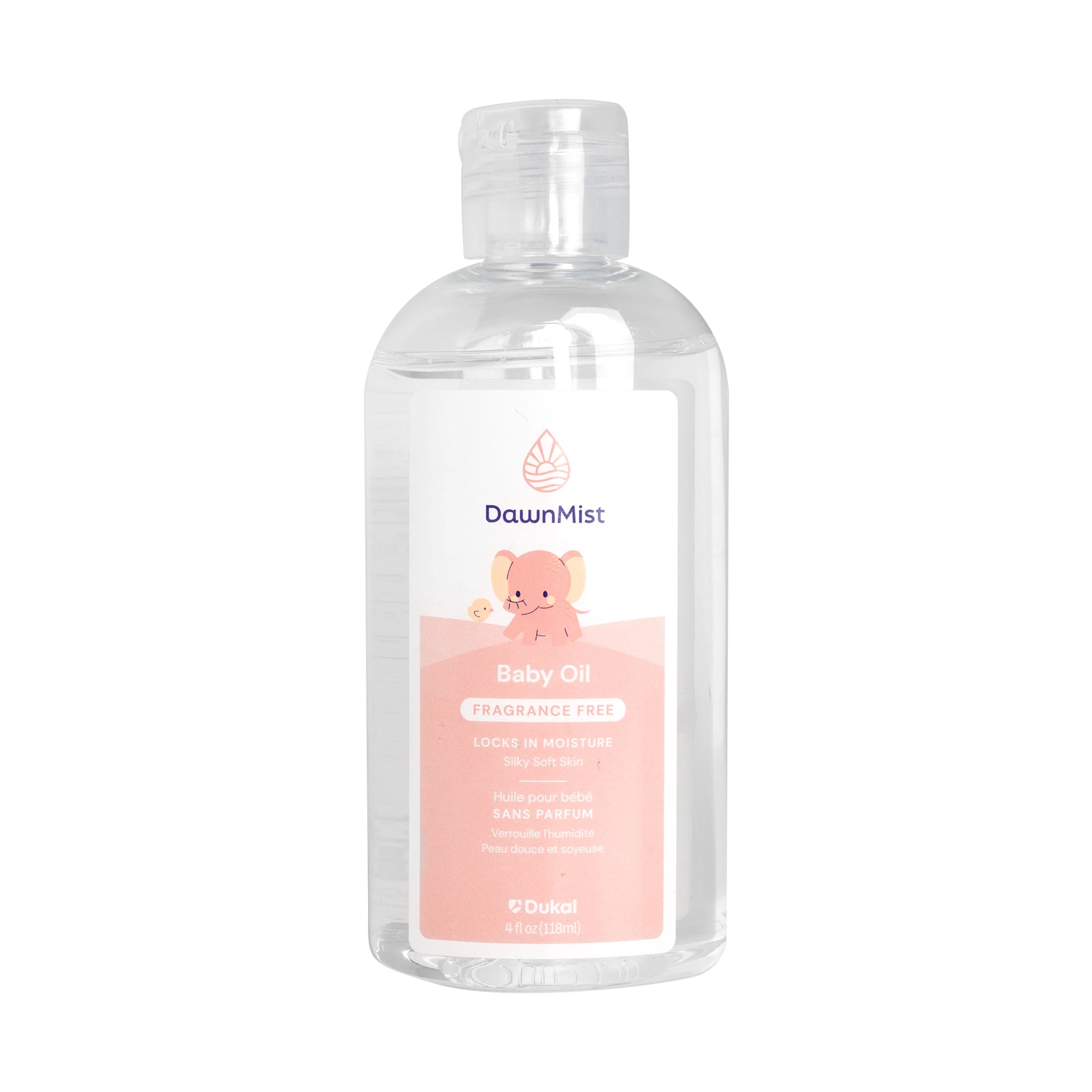 DawnMist Baby Oil, Fragrance Free, 4 oz Bottle, 96/Case