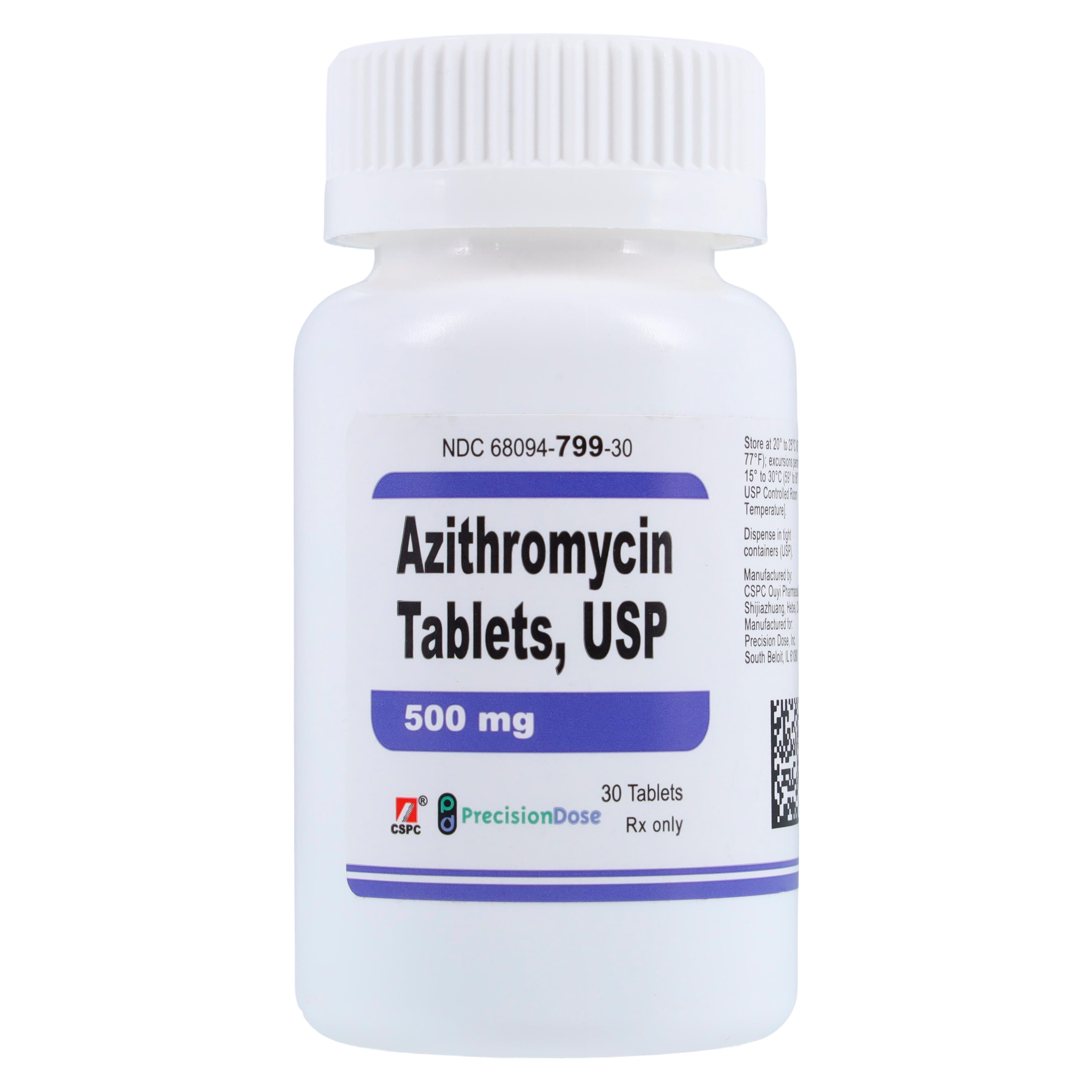 Precision Dose Azithromycin Tablets, 500mg, 30/Bottle