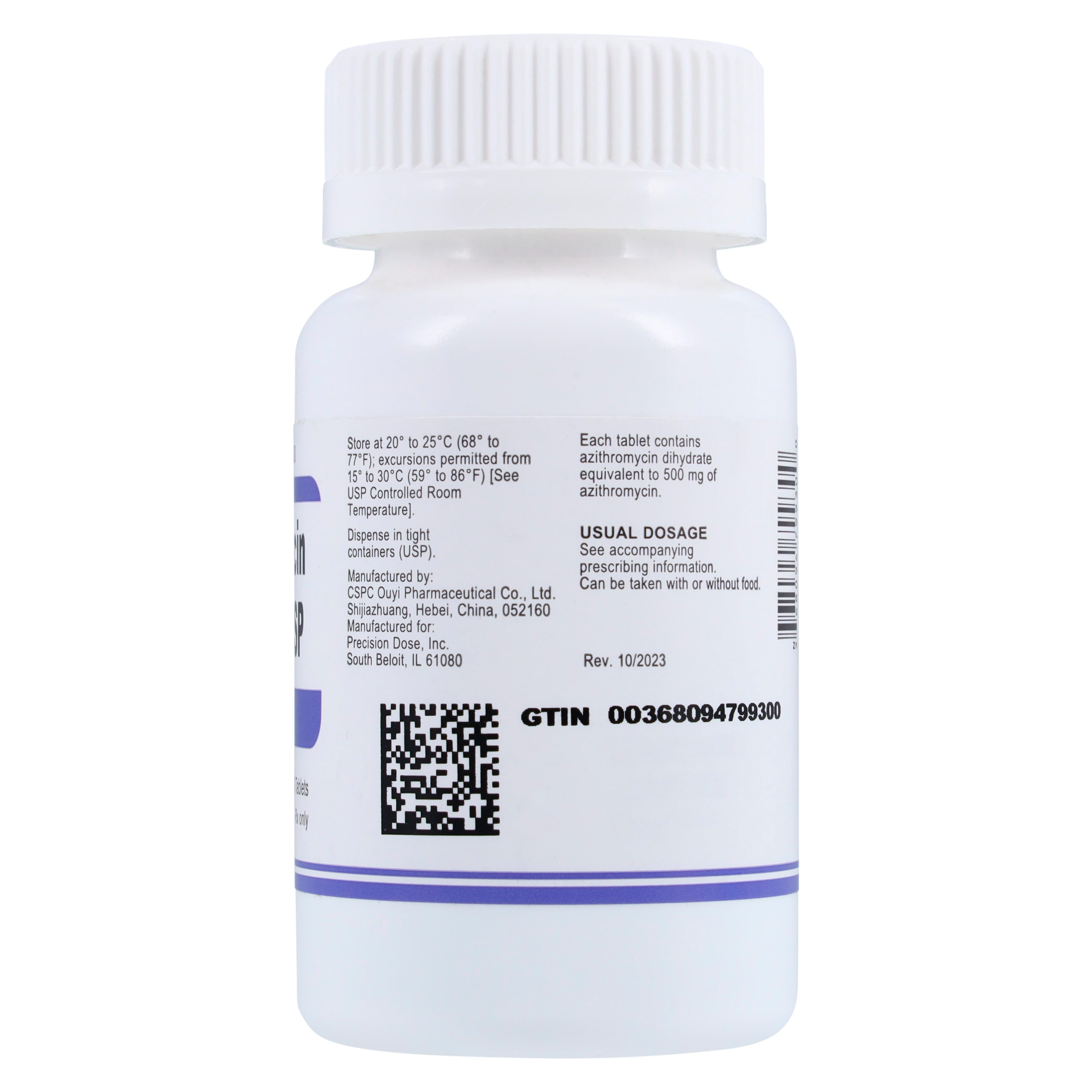Precision Dose Azithromycin Tablets, 500mg, 30/Bottle