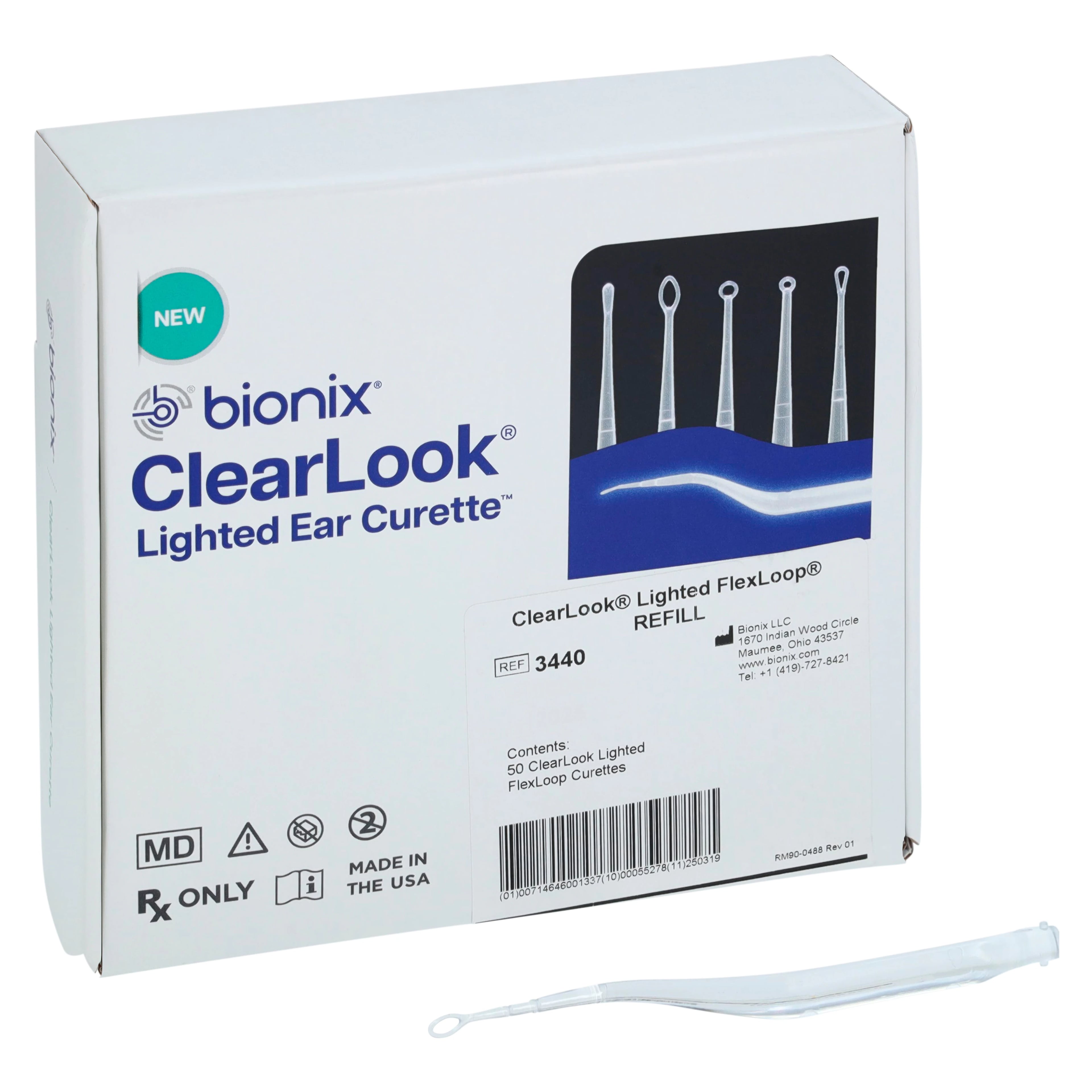 Bionix ClearLook Ear Curette Refill Pack, 4mm FlexLoop, Non-Sterile, Disposable, 50/Box