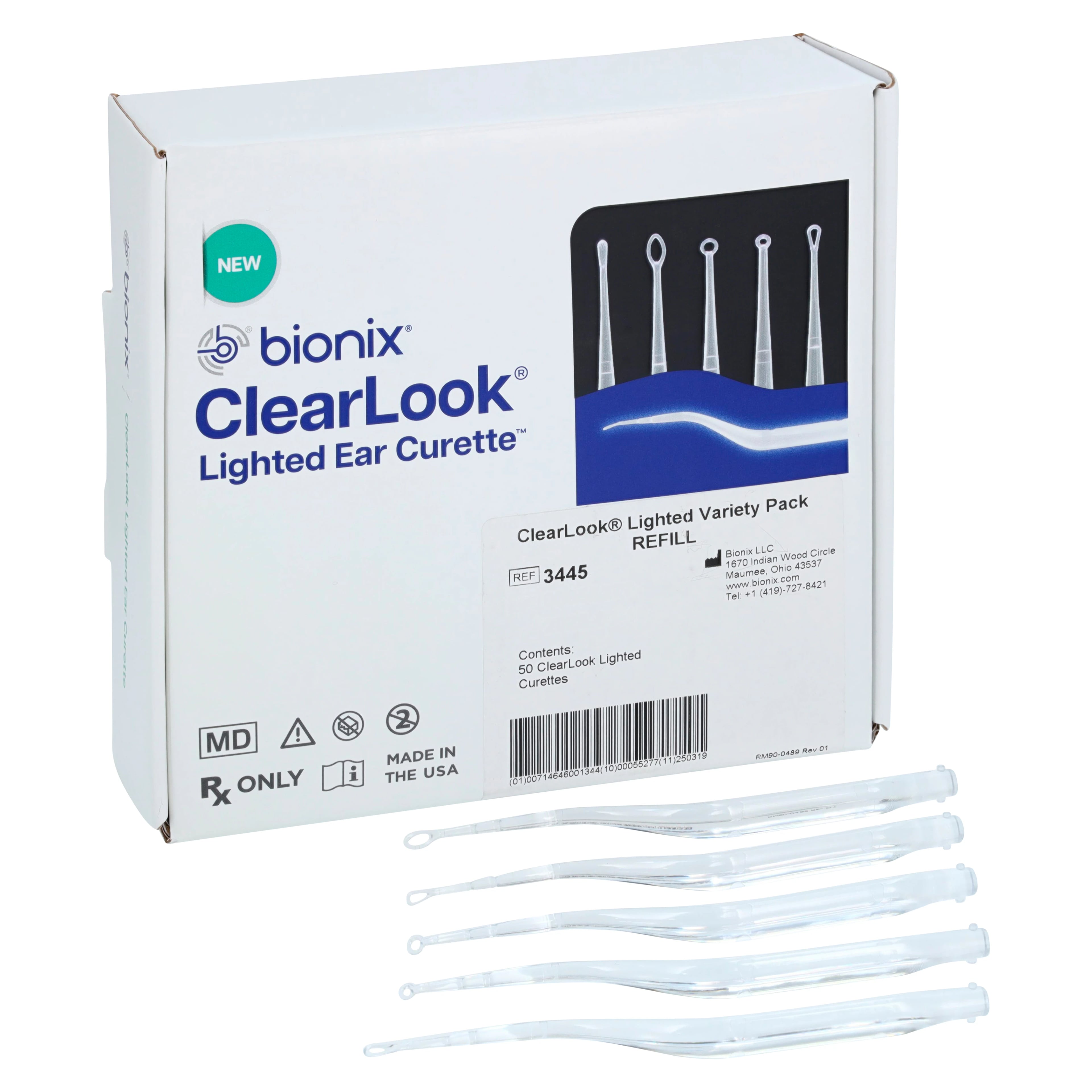 ClearLook Ear Curette Refill Pack, Variety Pack, Non-Sterile, Disposable, 50/Box