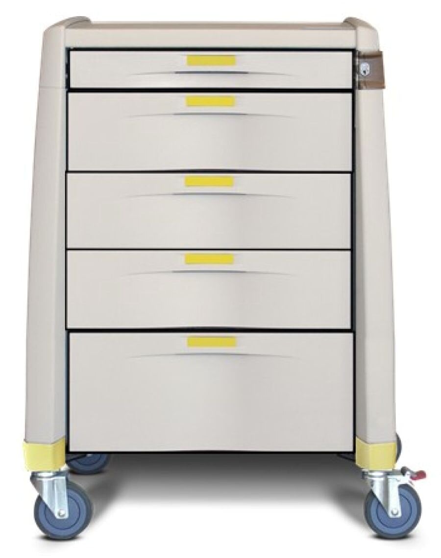 Capsa Solutions Cart Medical 10H-MLD Core Lock, 5-Drawer Medical Cart with Core Lock