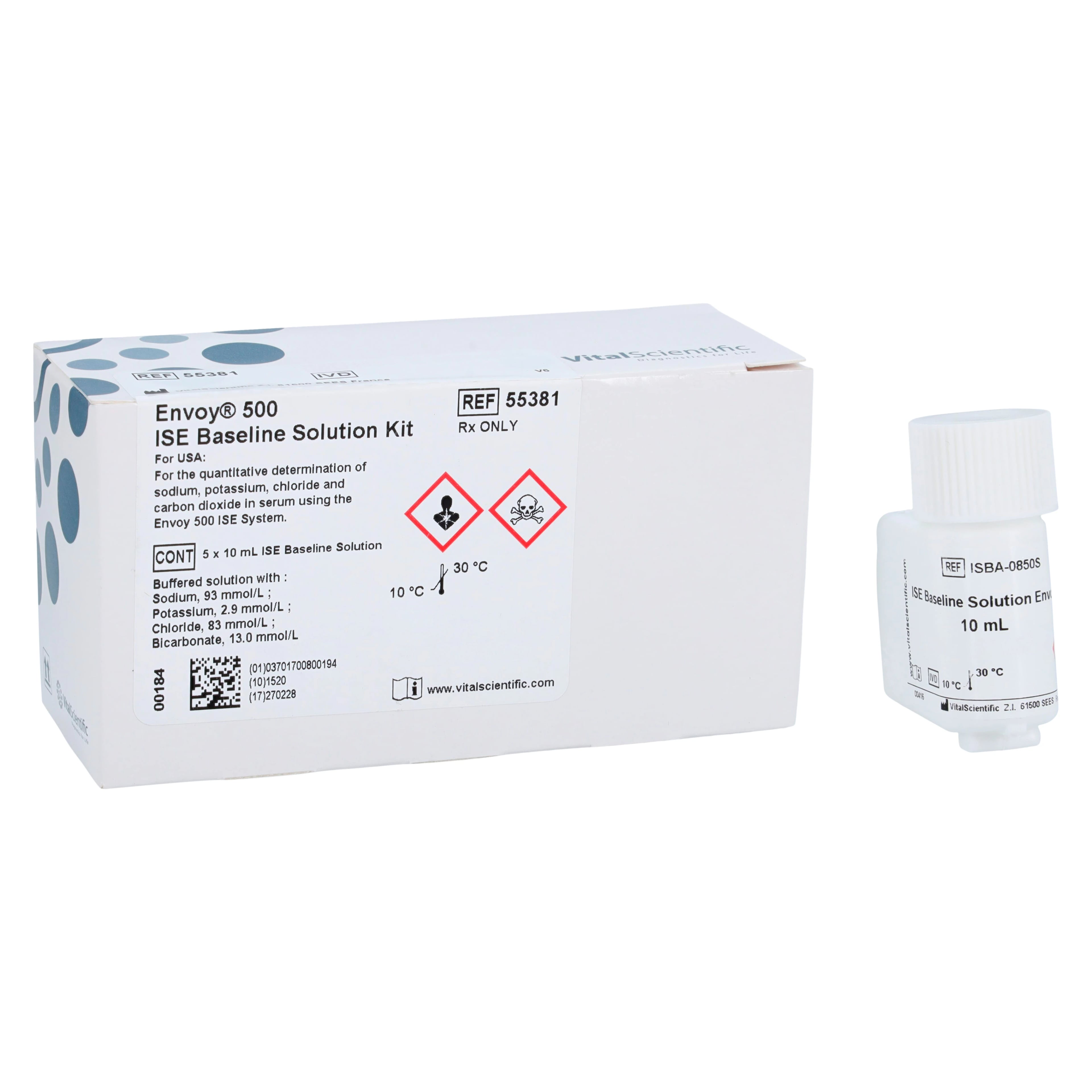 Envoy ISE Baseline Solution KI, Ion-Selective Electrode Positive Solution, 5 x 10 mL, 1 Box