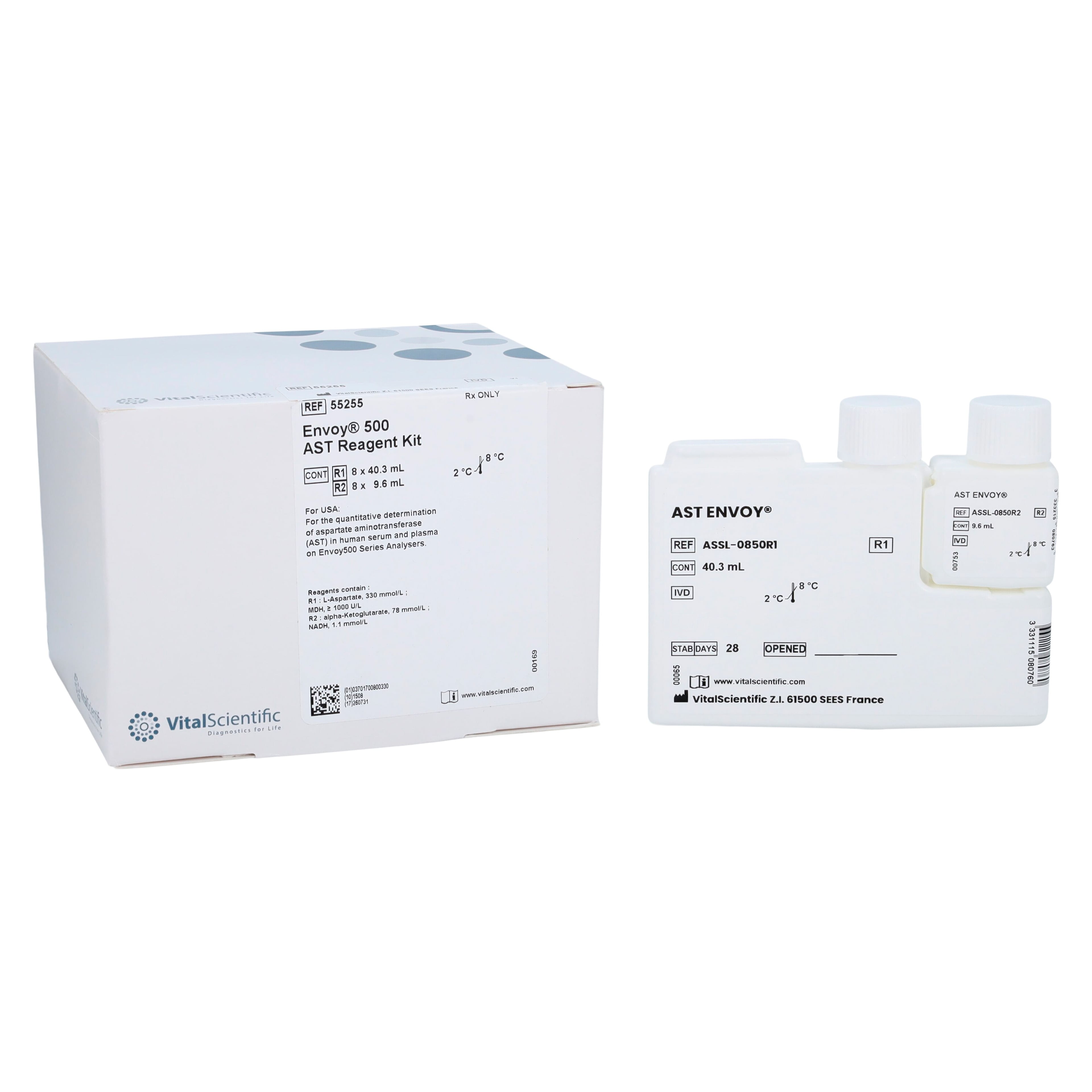 Clinical Diagnostic Solutions AST Reagent Kit, Envoy 500, R1: 8x40mL, R2: 8x9mL, 01KT8PD5GXEEZYRZ031KVVQSHT