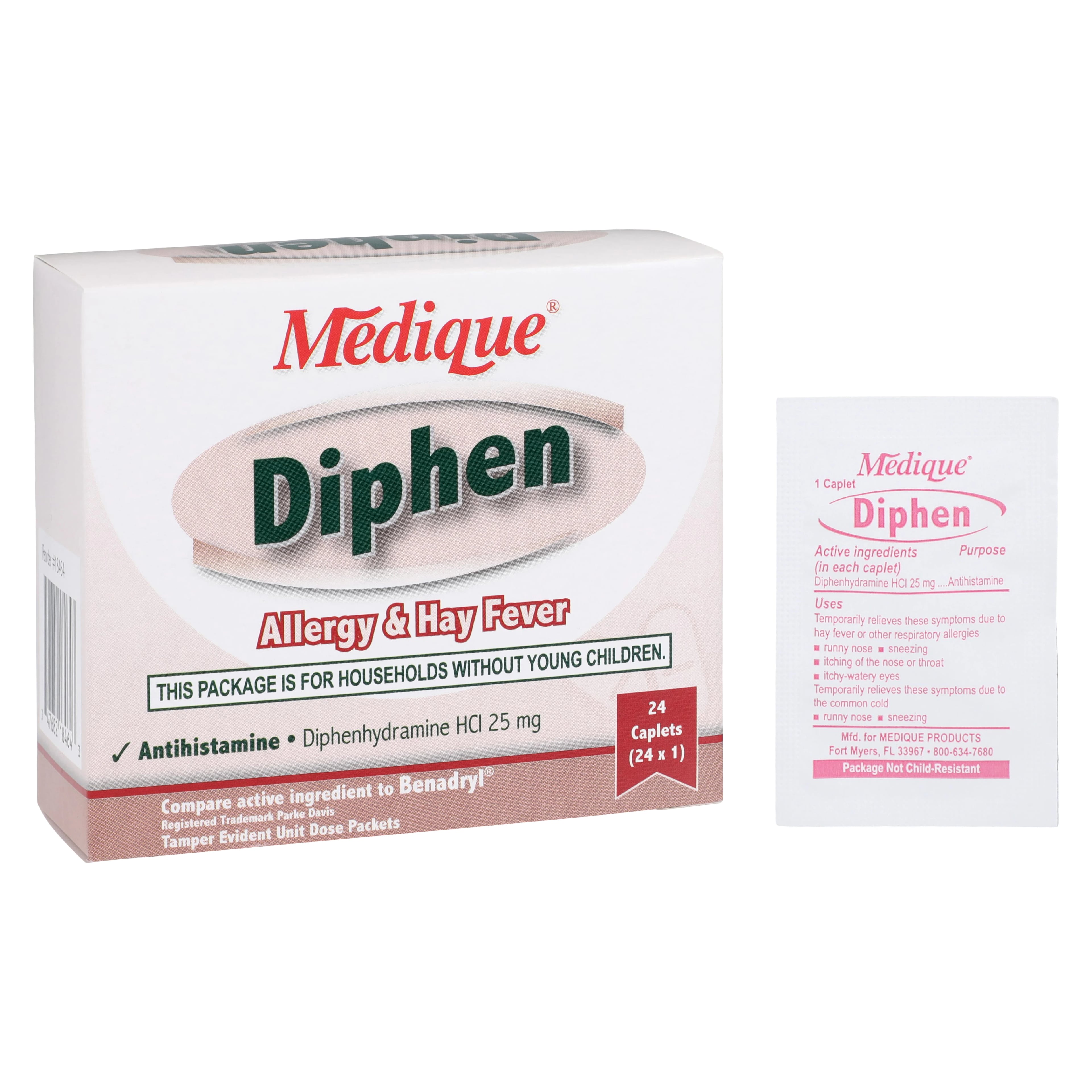 Medique Diphenhydramine HCl Capsules, 25mg, Unit Dose, 24/Package