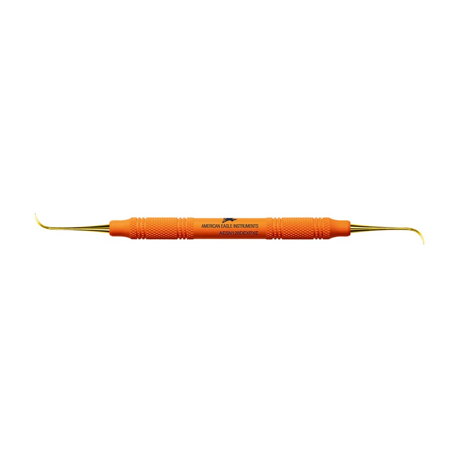 American Eagle XP® SQUARED Technology Scaler Nebraska N128, Anterior, Double-Ended, 3/8 Handle, Orange, EagleLite Plastic Handle, AESN128DEXPXE