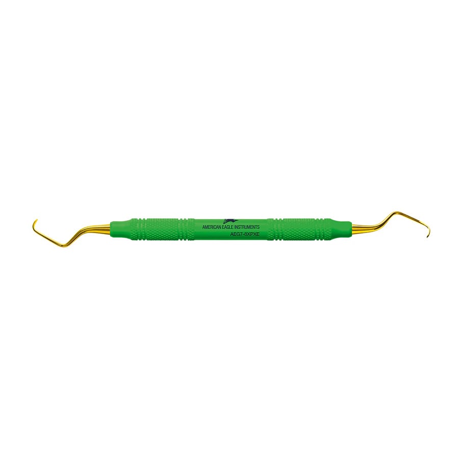 American Eagle XP® SQUARED Technology Gracey Standard 7-8 Curette, Premolars/Molars, Green, Double End, 3/8" Handle, EagleLite Resin, AEG7-8XPXE