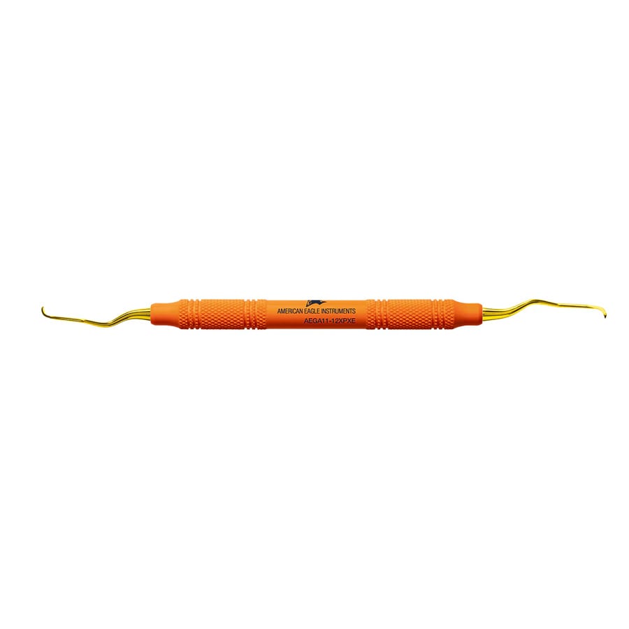 American Eagle XP® SQUARED Technology Gracey +3 Access Curette 11-12, Posterior Mesial, Orange, Plastic Handle, AEGA11-12XPXE