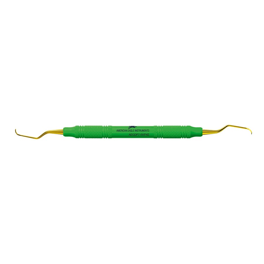 XP® SQUARED Technology Gracey +3 Deep Pocket 7-8 Curette, Green, 3/8" Handle, Double End, AEGDP7-8XPXE