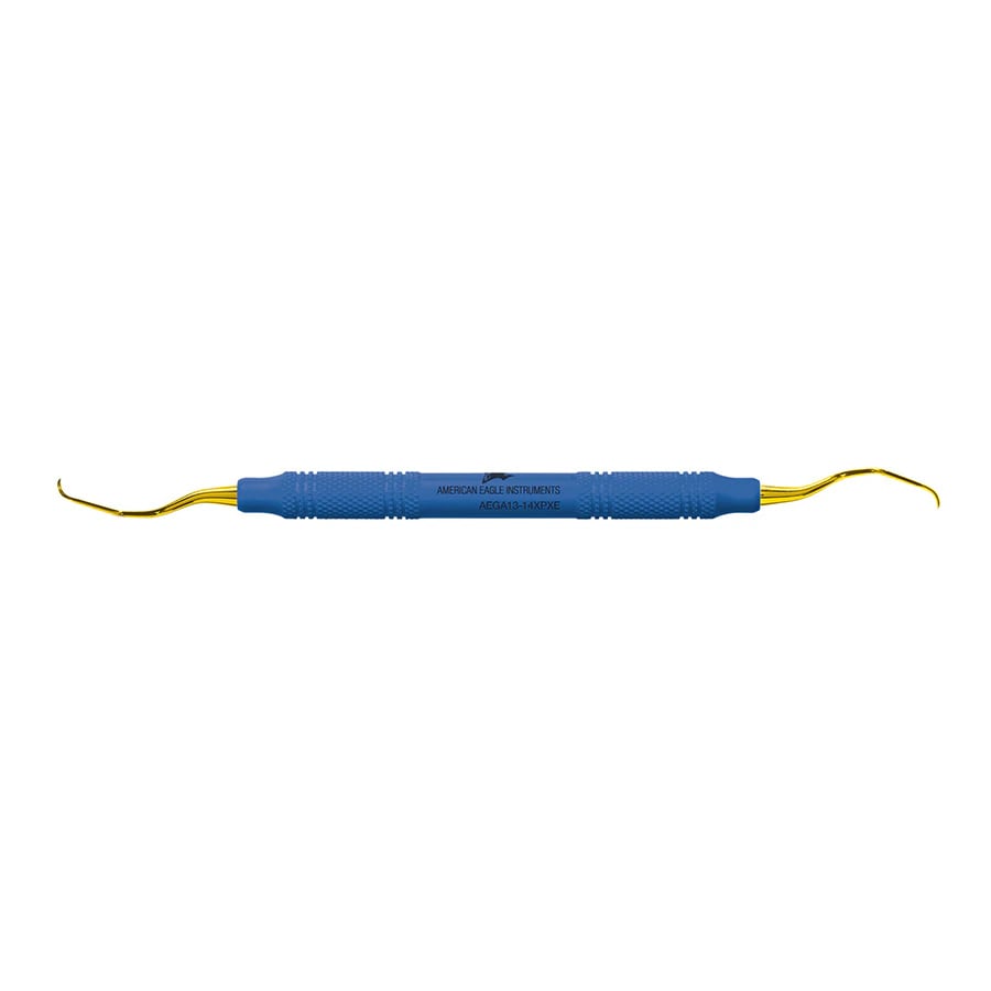 XP® SQUARED Technology Gracey Access 13-14 Posterior Distal Curette, +3 Access, Blue Plastic Handle, Double-End, AEGA13-14XPXE