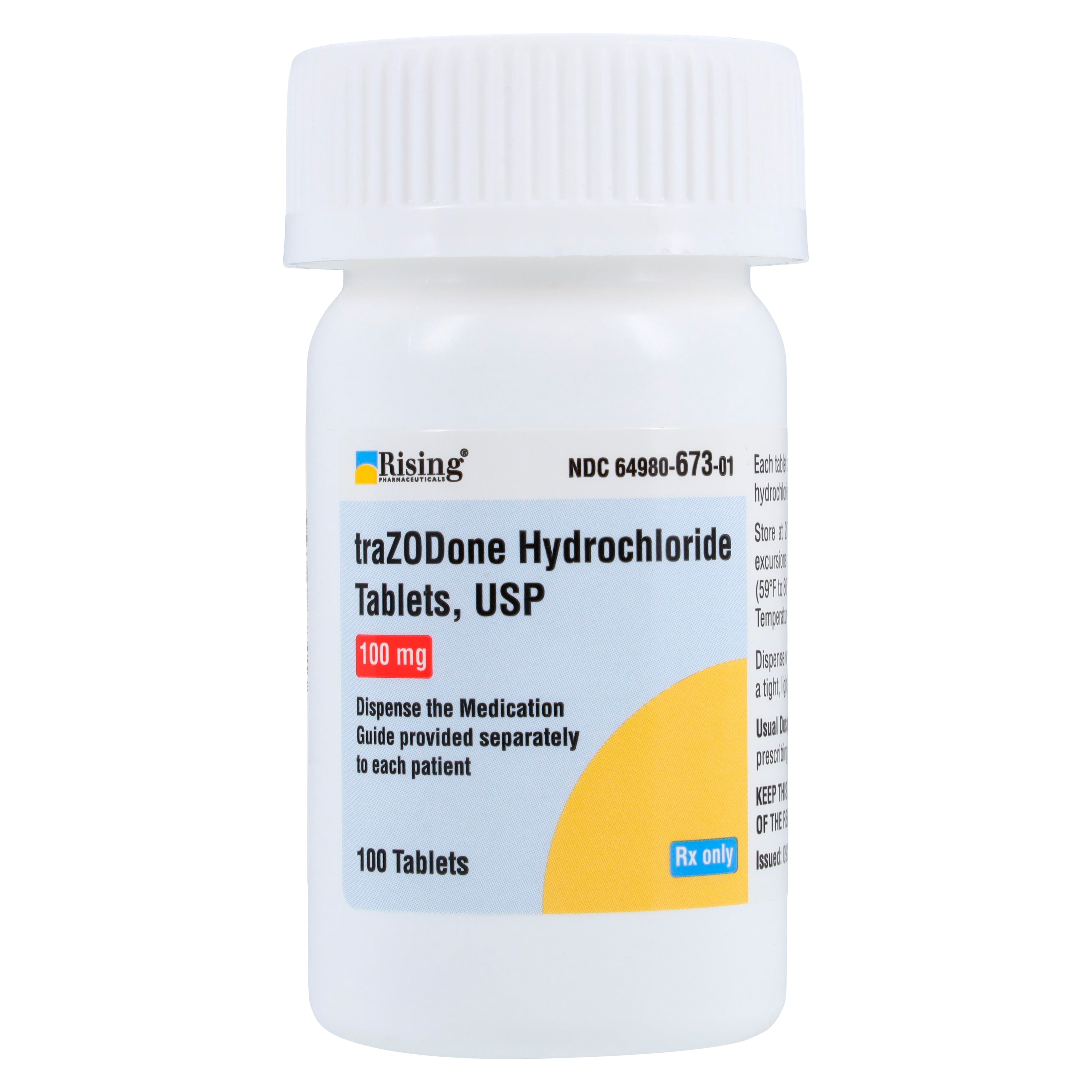 Trazodone HCl Tablets, 100mg, 100/Bottle, Rising Pharmaceuticals