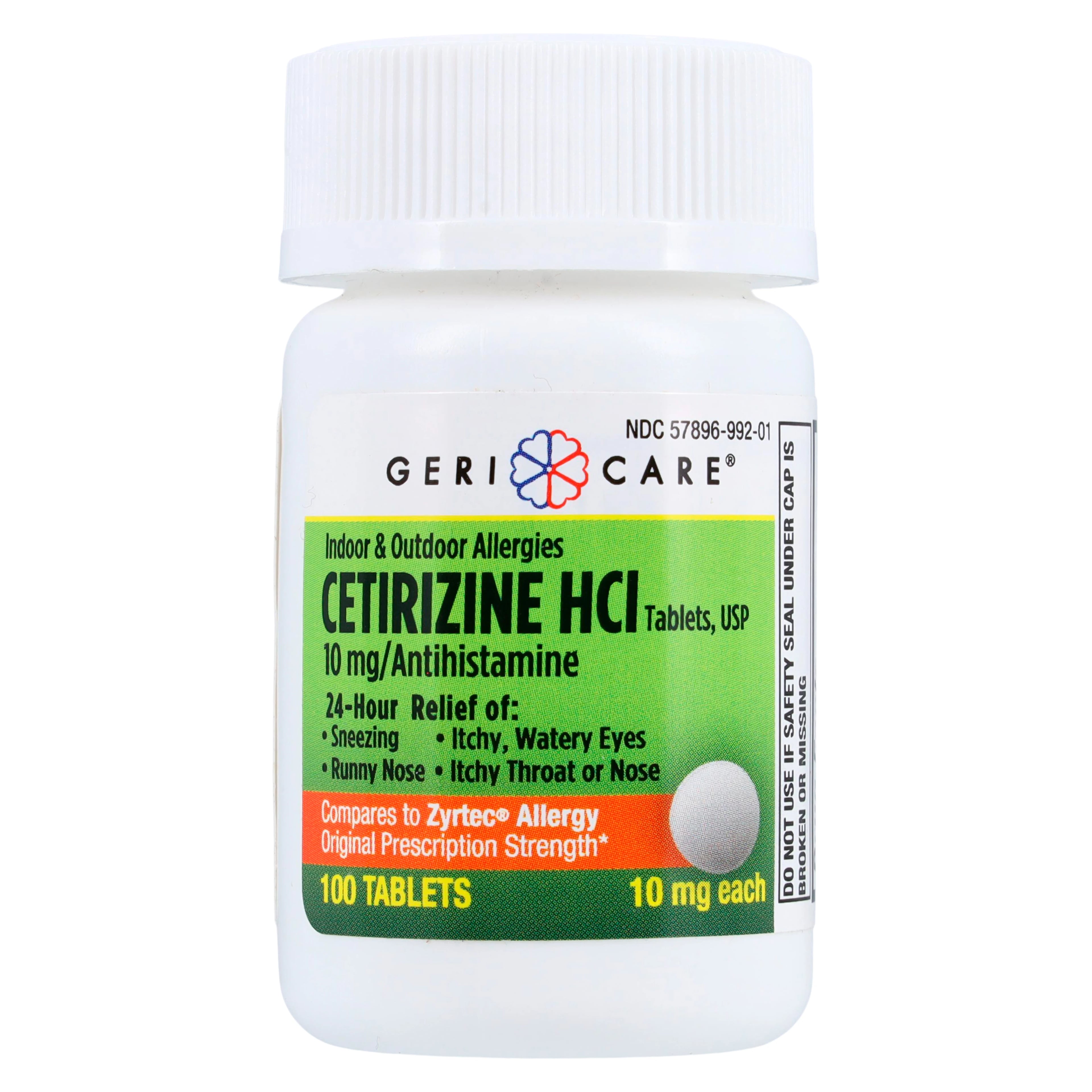 Cetirizine HCl Tablets 10mg, 100/Bottle (Geri-Care Pharmaceuticals)
