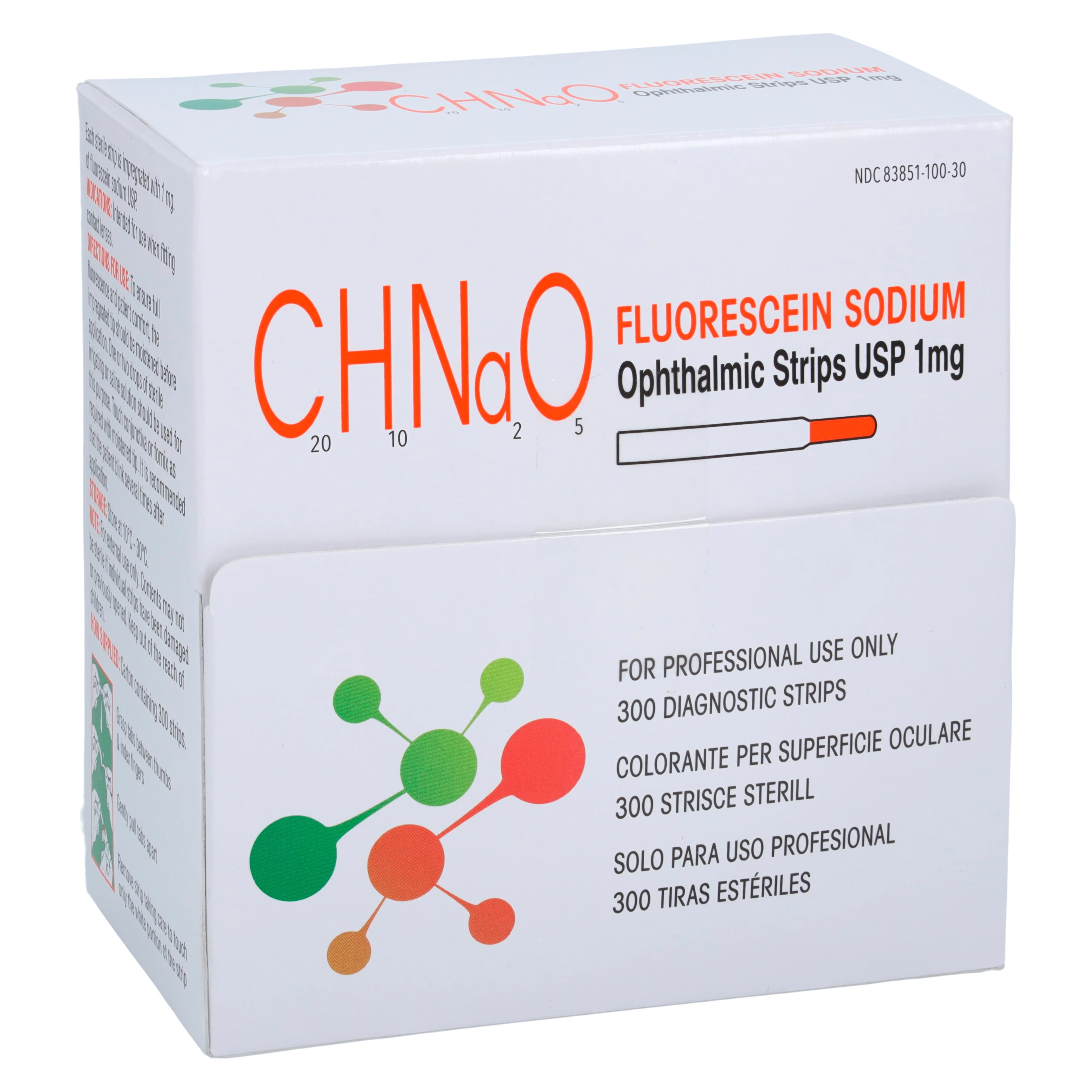 Fluorescein Sodium Ophthalmic Strips, 1 mg, 300 Strips/Package