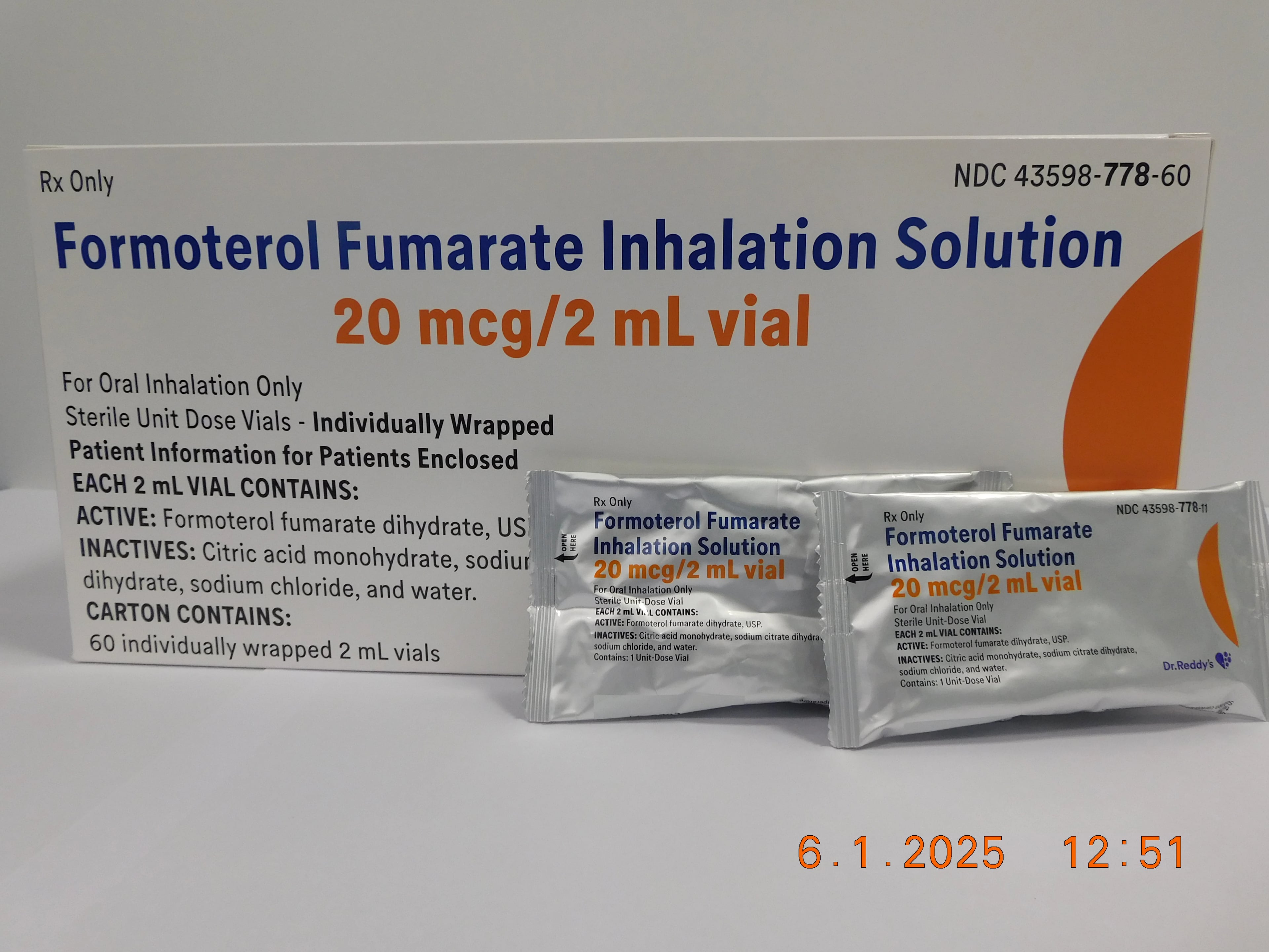 Formoterol Fumarate Inhalation Solution, 20 mcg/2 mL, 60 Ampules/Package (Dr. Reddy's Laboratories)
