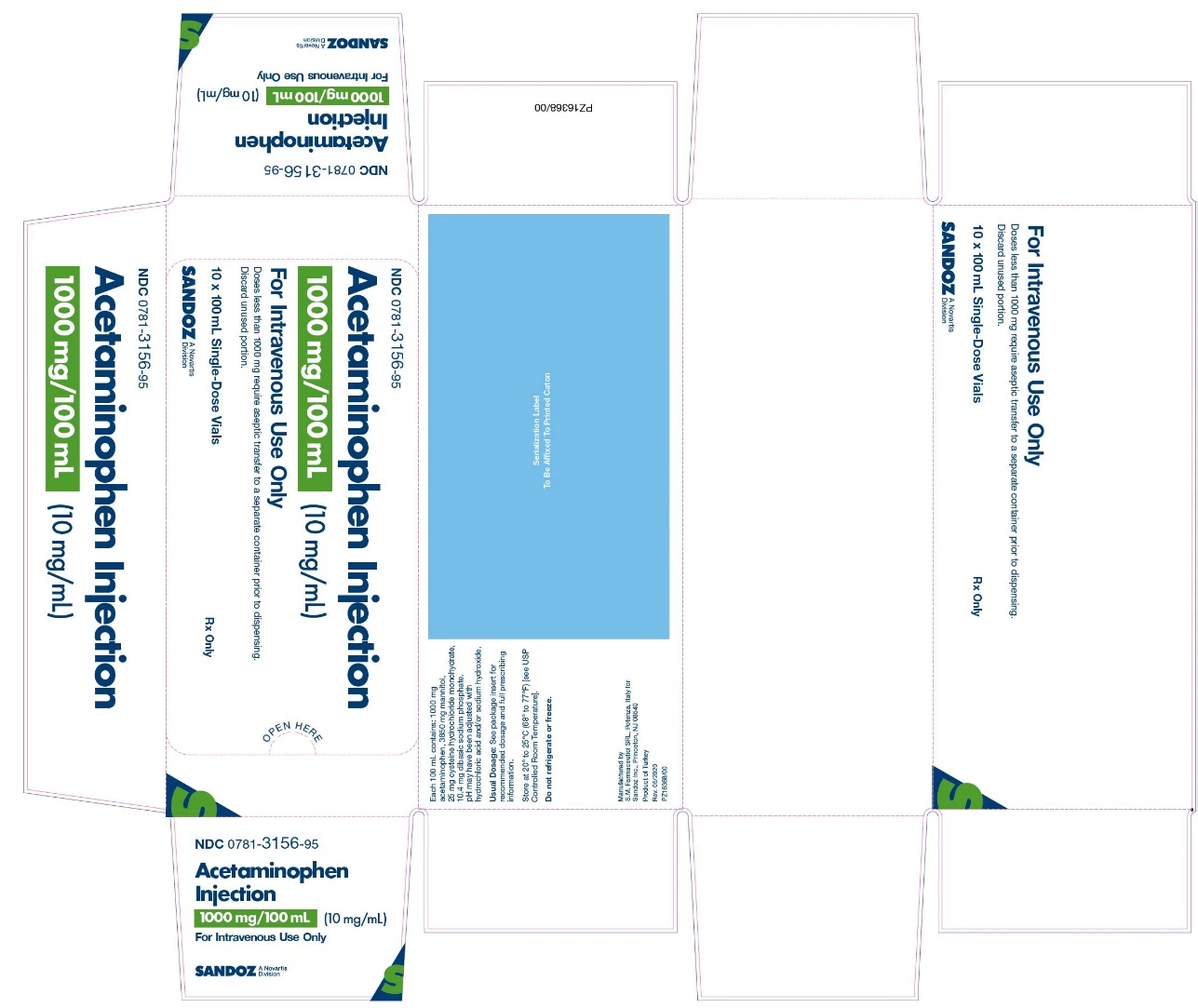 Acetaminophen Injection 10mg/mL SDV 100mL, Sandoz
