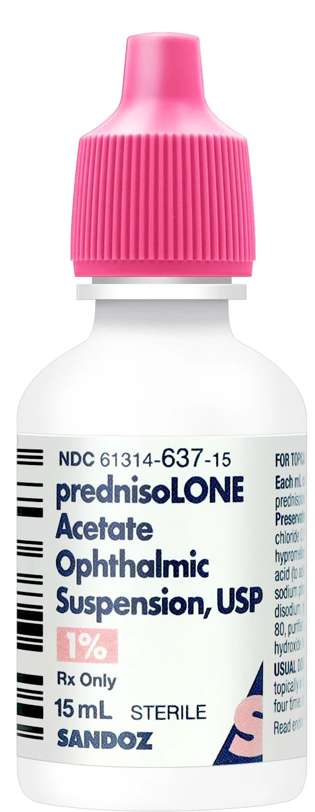 Prednisolone Acetate Ophthalmic Suspension 1%, 15 mL Bottle, Sandoz