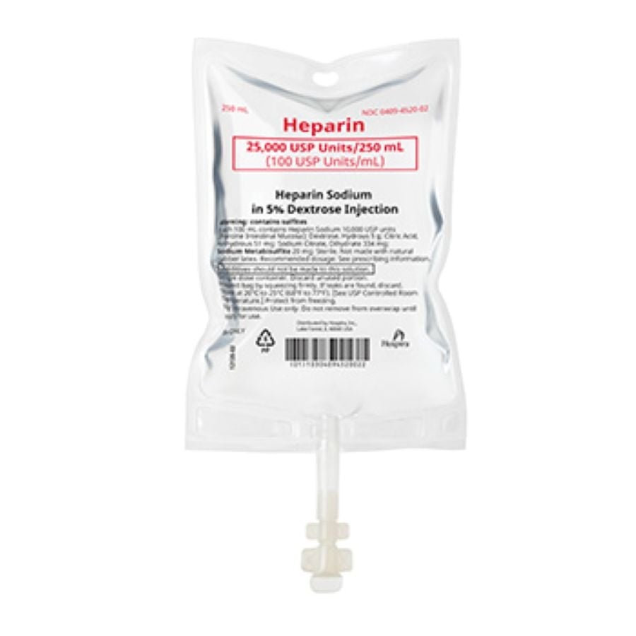 Heparin Sodium in 5% Dextrose Injection 100U/mL Bag 250mL 30/Package, 01KT0J07FYSH83ZY63Z7E0901C