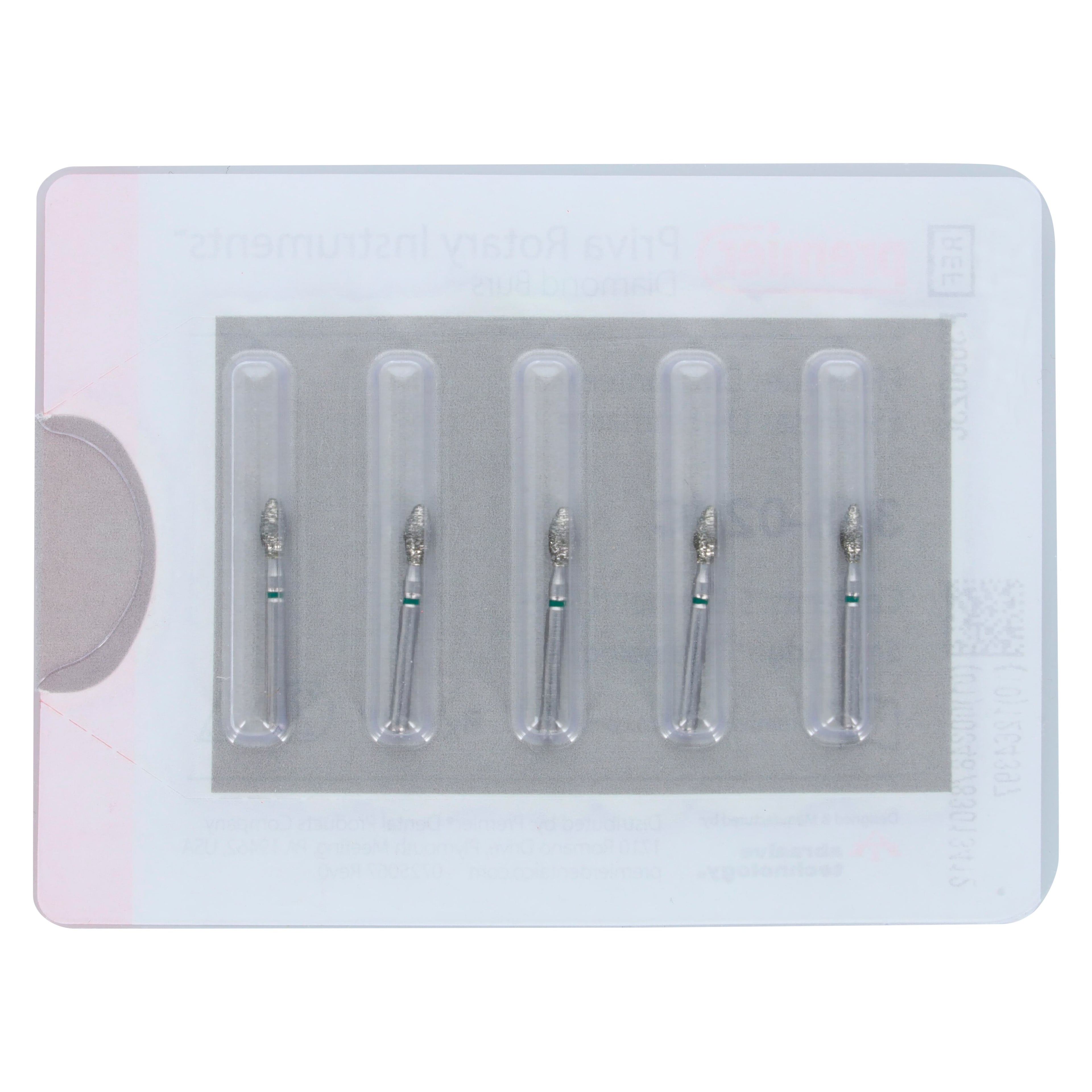 Priva Rotary Instruments Diamond Bur 368-023C, FG, Coarse, Green, Football, 2.3 mm Head Diameter, 5/Pkg, P368023C