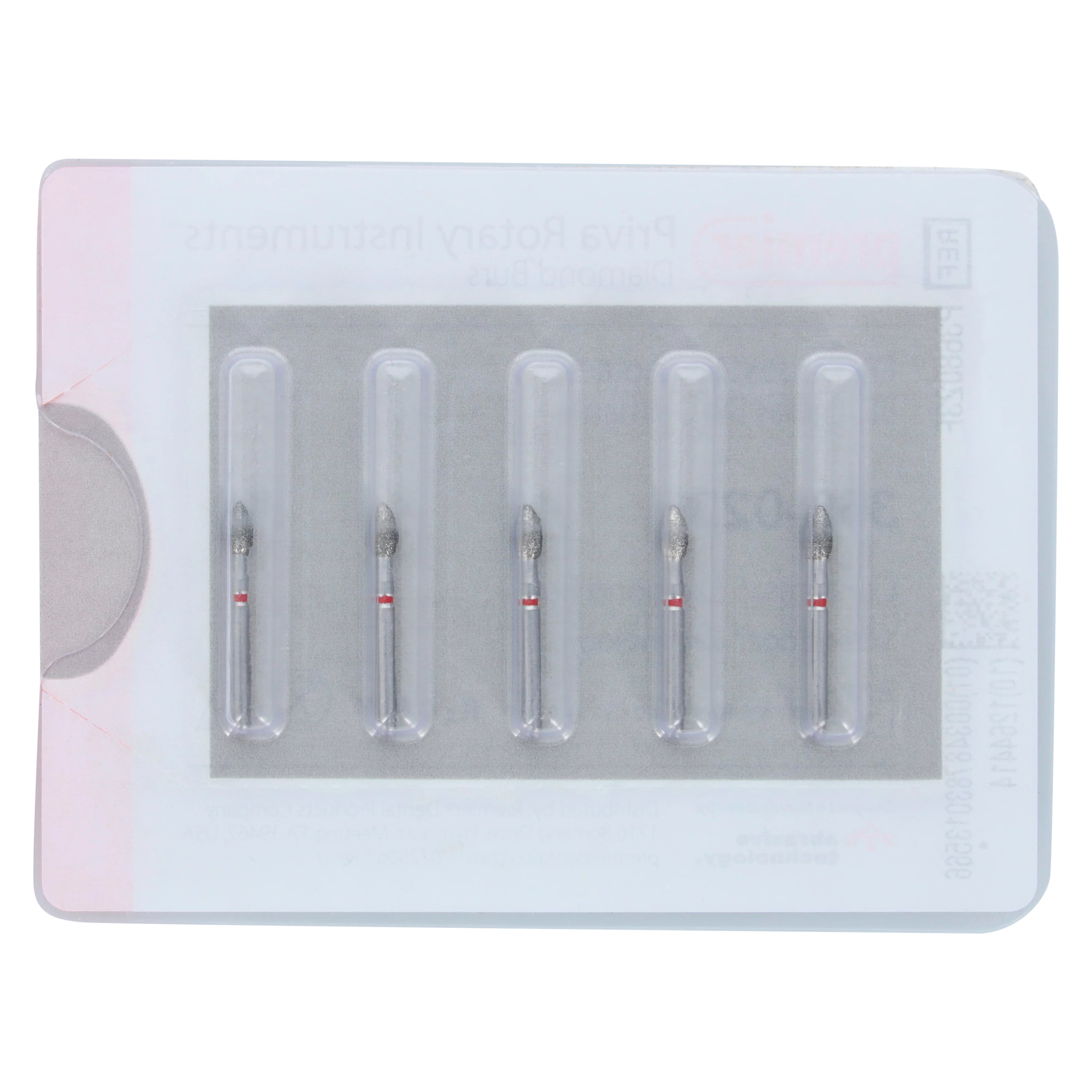 Priva Rotary Instruments Diamond Bur, FG, Fine, Red, Football, #368-023F, 2.3 mm Head Diameter, 5/Pkg, P368023F