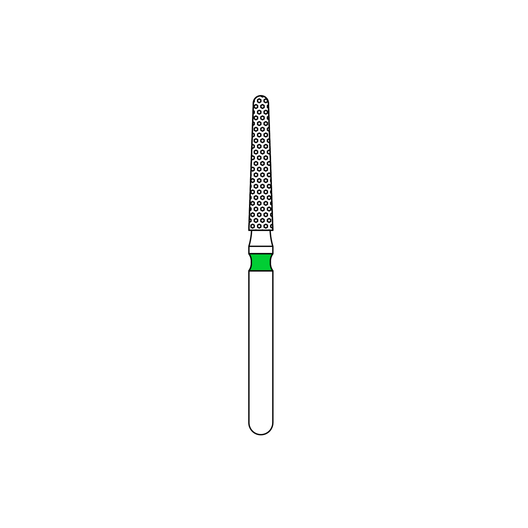 Priva Rotary Instruments Diamond Bur, FG, Round End Taper, Coarse, Green, 1.6 mm Head Diameter, 5/Pkg, #856L-016C