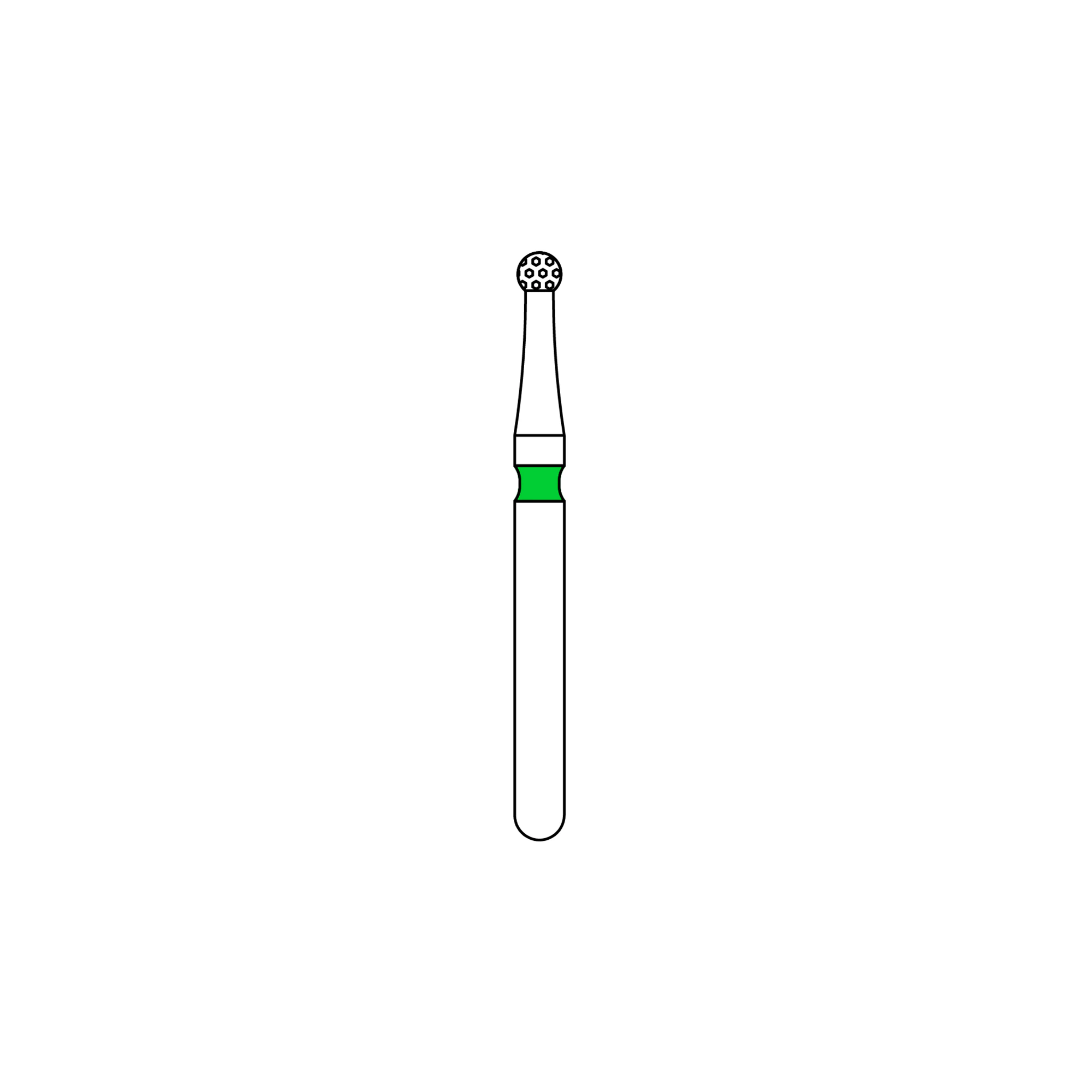 Priva Rotary Instruments Diamond Bur, FG, Round, Coarse, Green, 1.4 mm Head Diameter, #801-014C, 5/Pkg