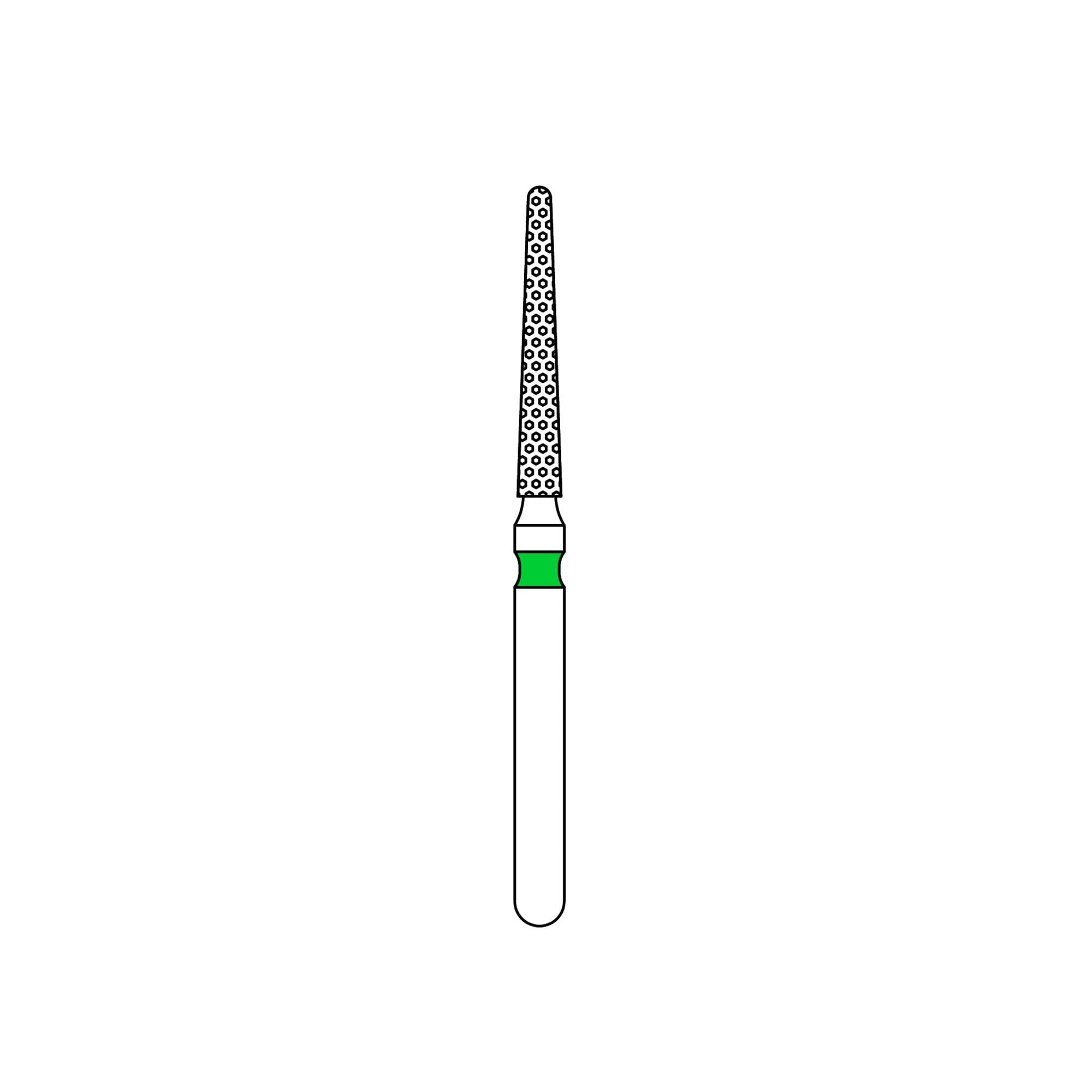 Priva Rotary Instruments™ Diamond Bur FG Round End Taper, Coarse, Green, 1.4mm Head Diameter, 5/Pkg, 850-014C