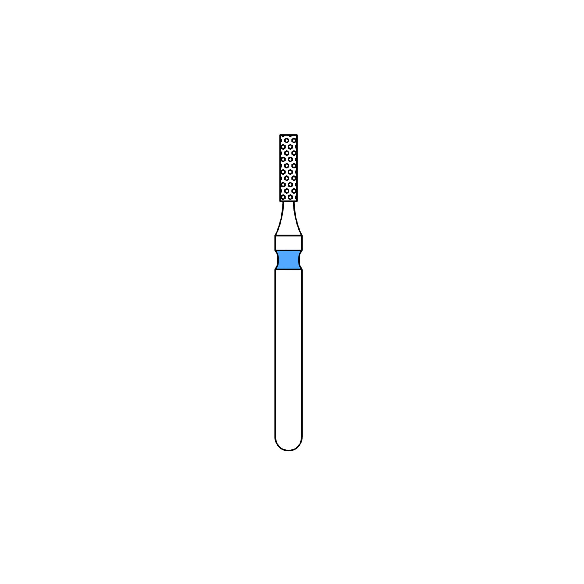 Priva Rotary Instruments Diamond Bur, FG, Flat End Cylinder, Medium Grit, Blue Ring, 1.0 mm Head Diameter, 5/Pkg, #835-010M