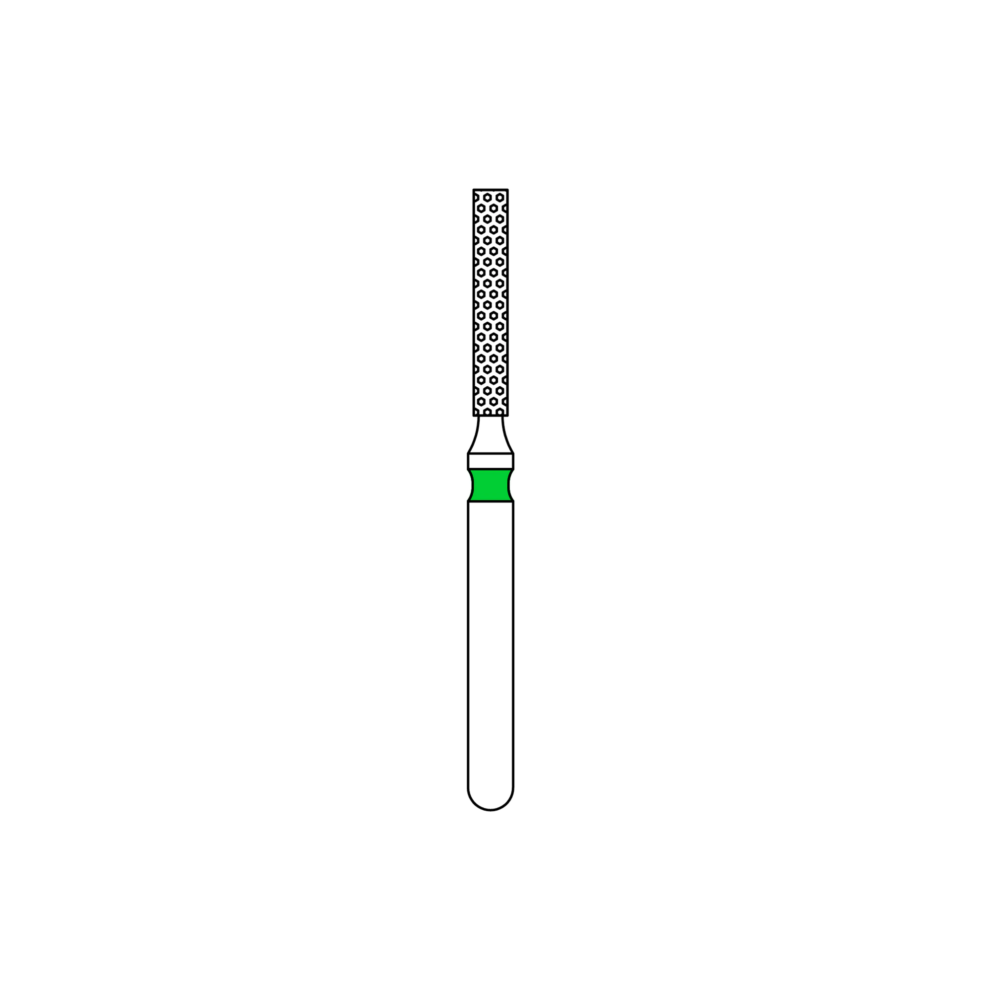 Priva Rotary Instruments Diamond Bur, FG, Coarse, Green, Flat End Cylinder, 1.2 mm Head Diameter, 5/Pkg, 837-012C