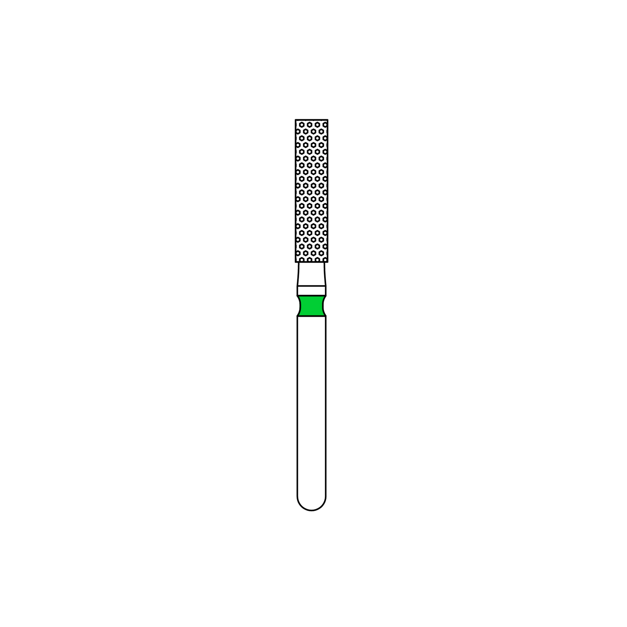 Priva Rotary Instruments Diamond Bur, FG, Coarse, Green, Flat End Cylinder, 1.8 mm Head Diameter, 5/Pkg, #837-018C
