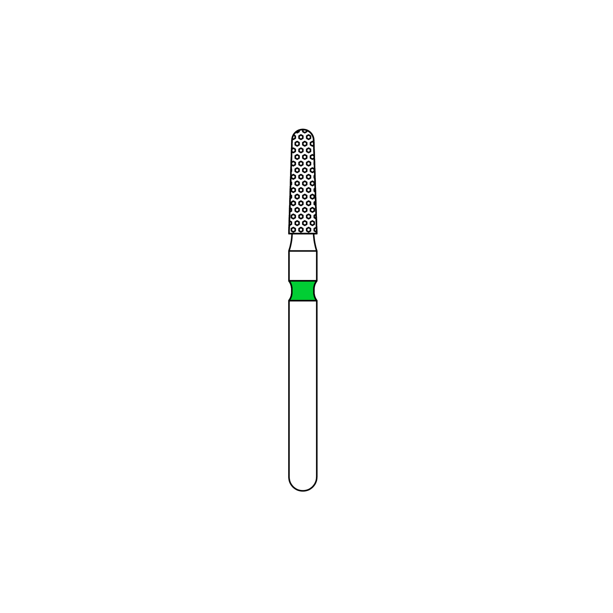 Priva Rotary Instruments Diamond Bur, FG, Coarse, Green, Round End Taper, #855-016C, 1.6 mm Head Diameter, 5/Pkg