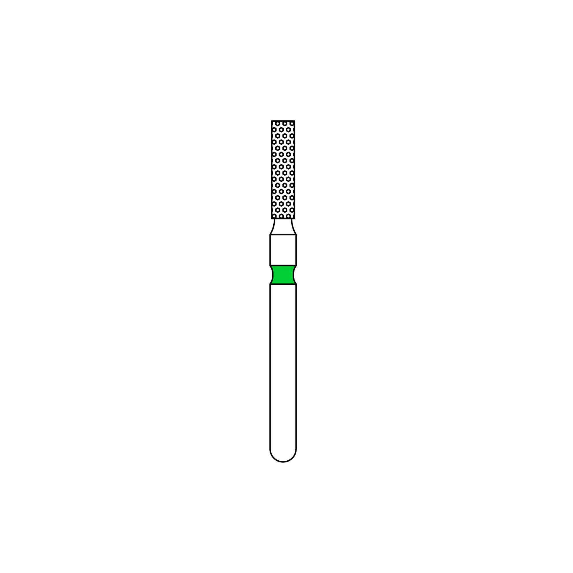 Priva Rotary Instruments Diamond Bur, FG, Coarse, Green, Flat End Cylinder, 1.4 mm Head Diameter, 5/Pkg, #836-014C