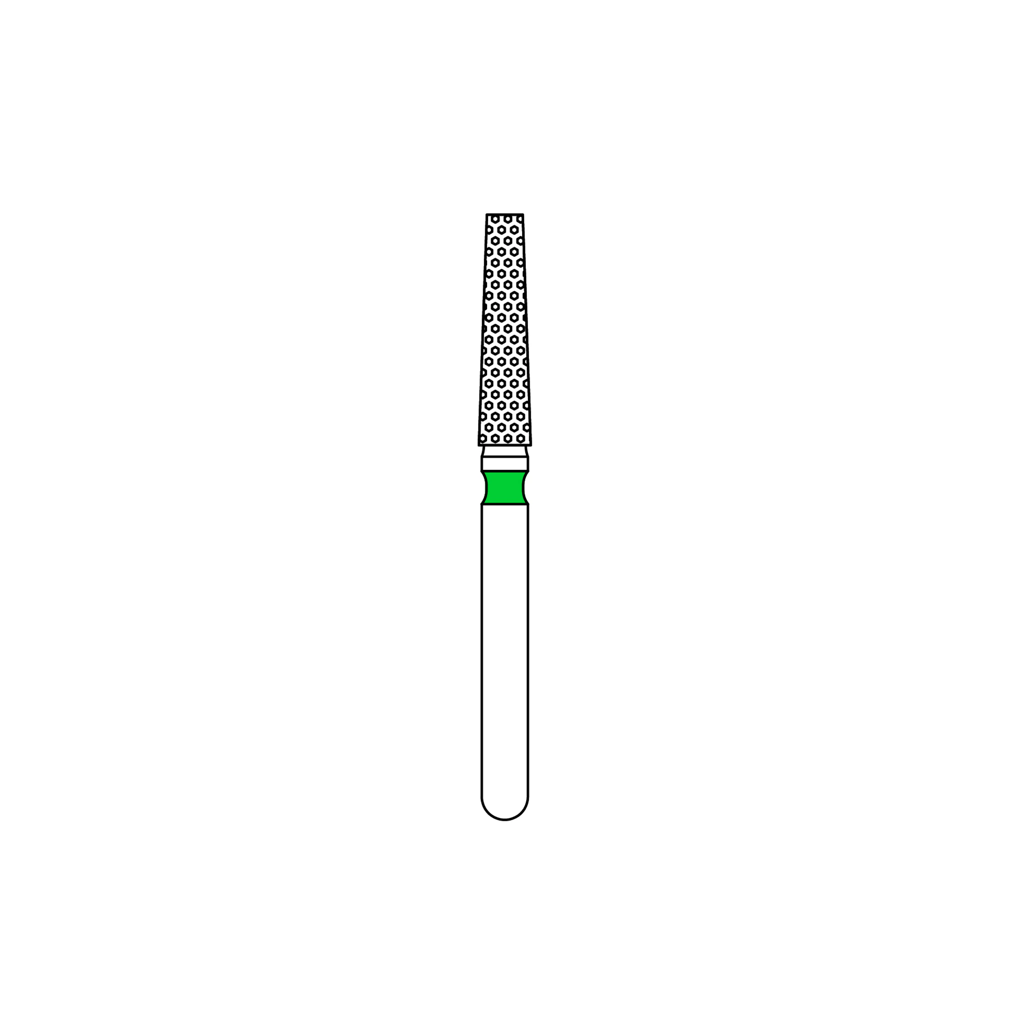 Priva Rotary Instruments Diamond Bur, FG, Coarse, Green, Flat End Taper, #847-018C, 1.8 mm Head Diameter, 5/Pkg