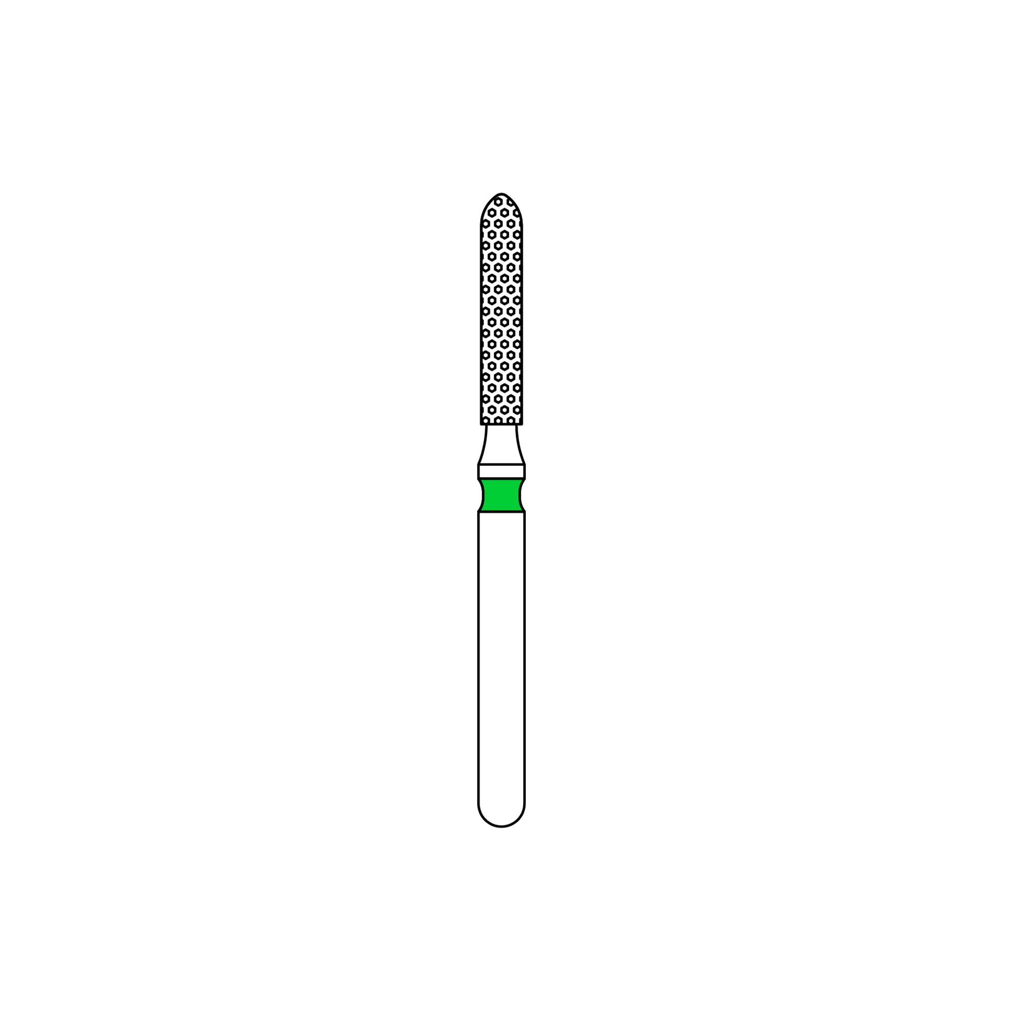 Priva Rotary Instruments Diamond Bur 878-014C, FG, Coarse, Green, Flame, 1.4 mm Head Diameter, 5/Pkg