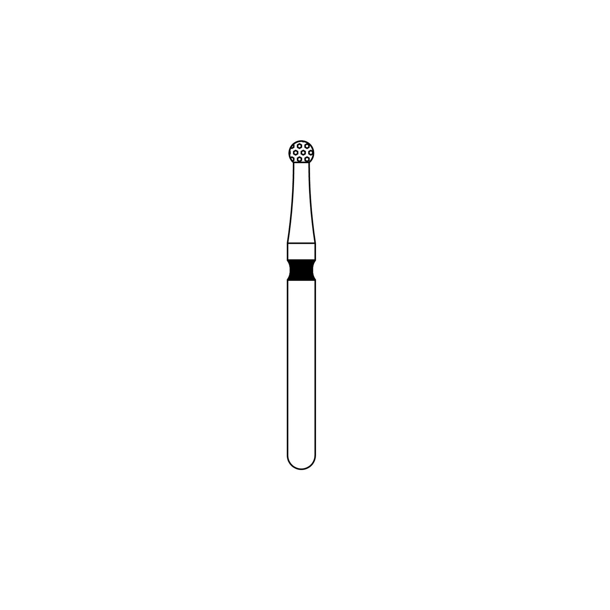 Priva Rotary Instruments Diamond Bur, FG, Round, Extra Coarse, Black, #801-014XC, 1.4 mm Head, 5/Pkg, P801014XC