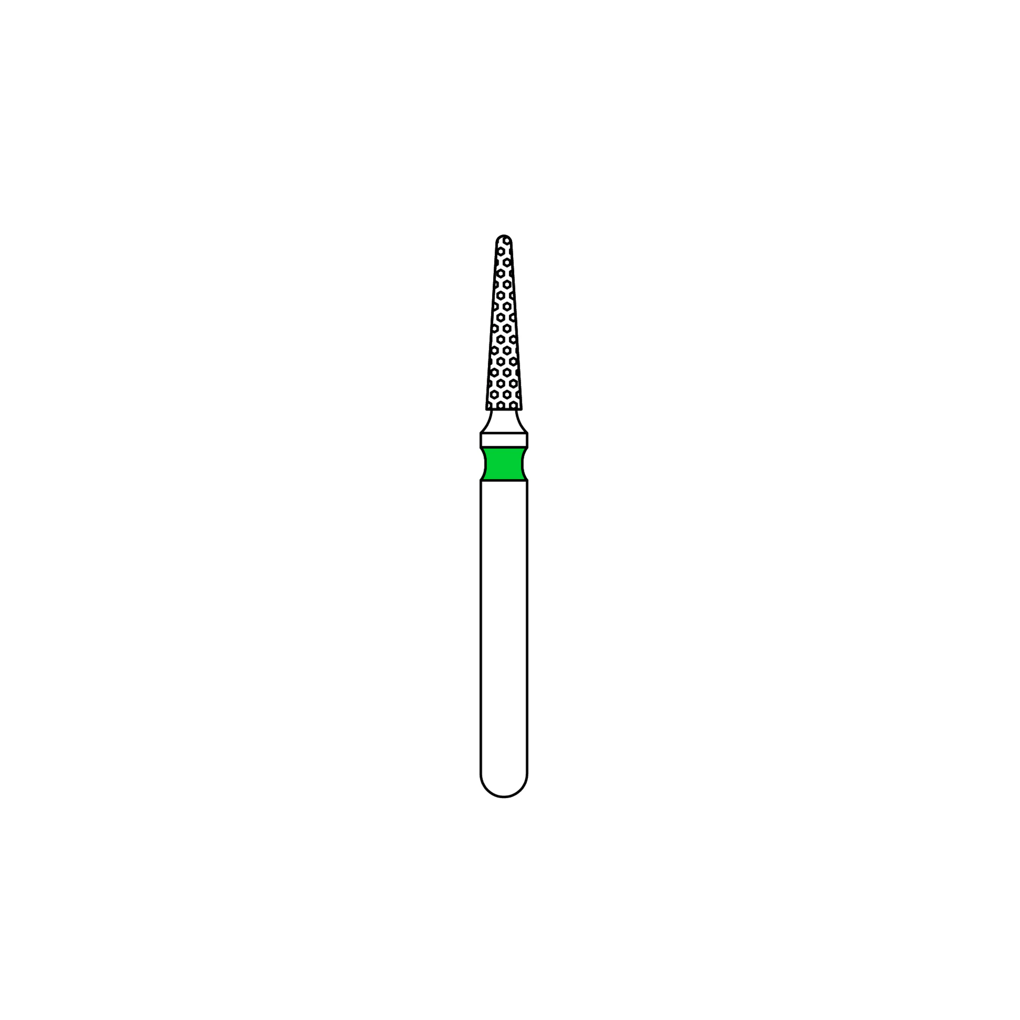 Priva Rotary Instruments Diamond Bur 852-012C, FG, Coarse, Green, Needle, 1.2 mm Head Diameter, 5/Pkg