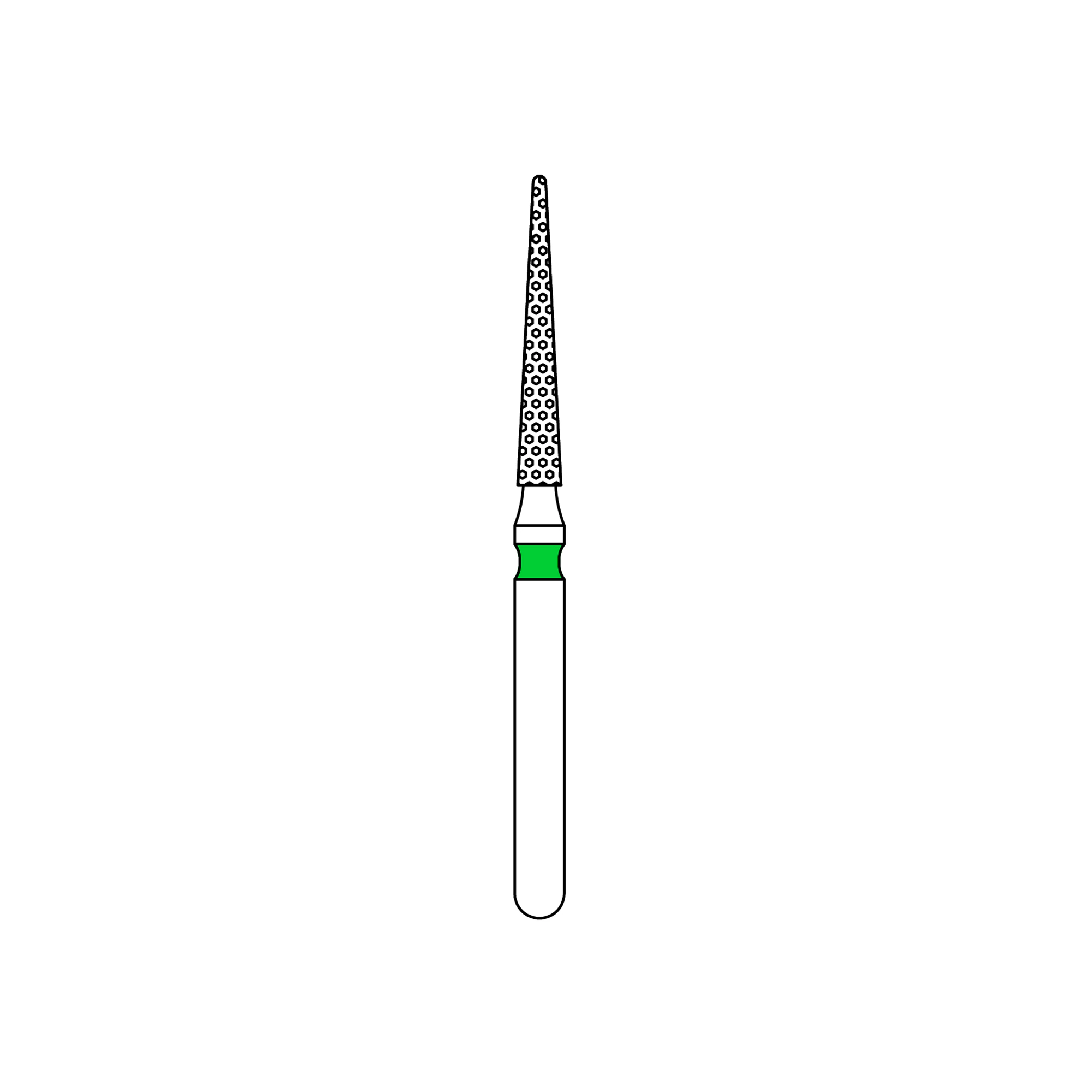 Priva Rotary Instruments Diamond Bur 859-014C, FG, Coarse, Green, Needle, 1.4 mm Head Diameter, 5/Pkg