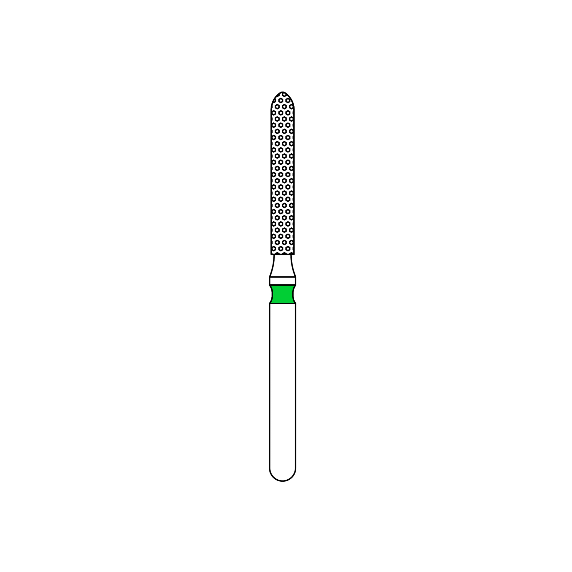 Priva Rotary Instruments Diamond Bur FG, Coarse, Green, Flame, #879-014C, 1.4 mm Head Diameter, 5/Pkg