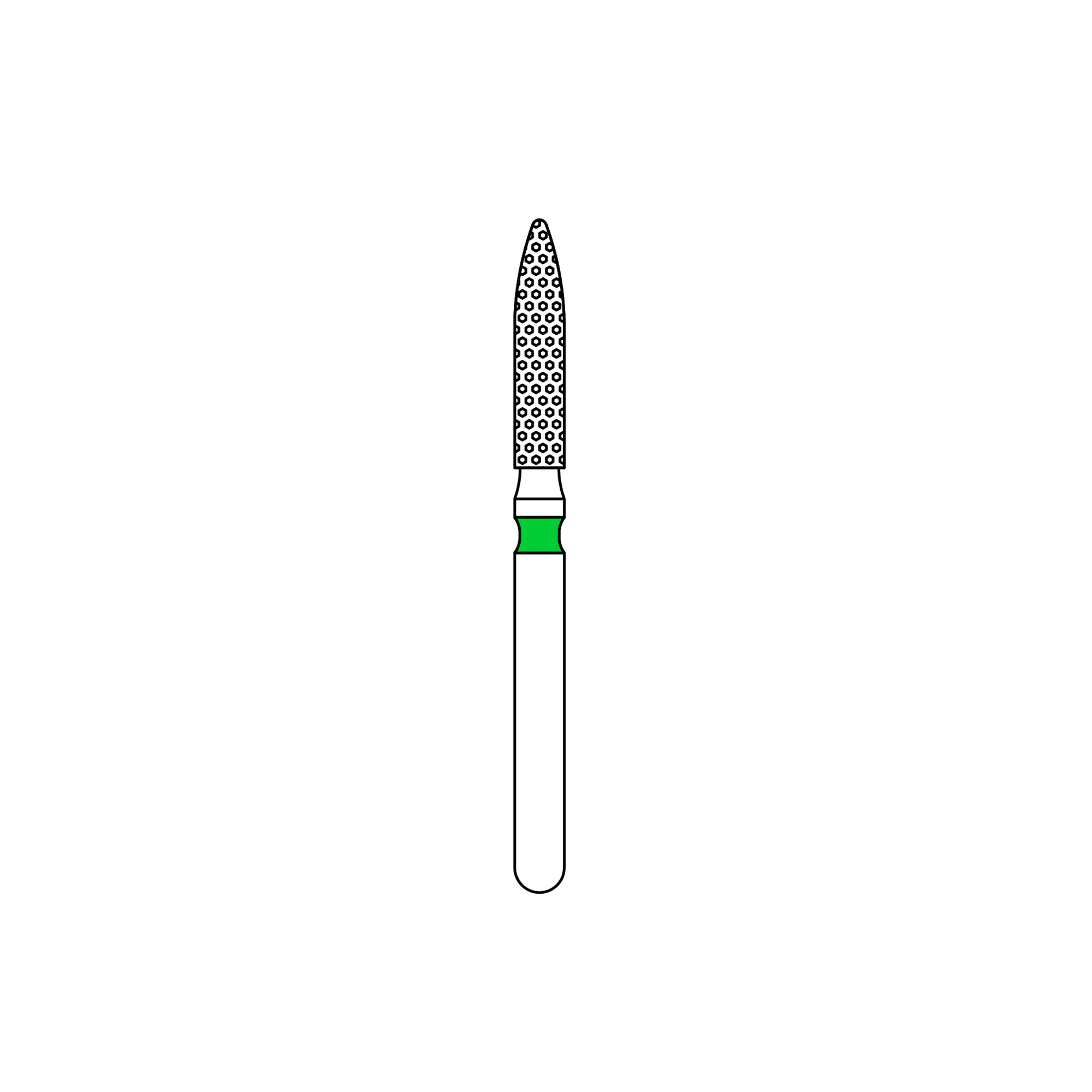 Priva Rotary Instruments Diamond Bur, FG, Coarse, Green, Flame, 862-016C, 1.6 mm Head Diameter, 5/Pkg