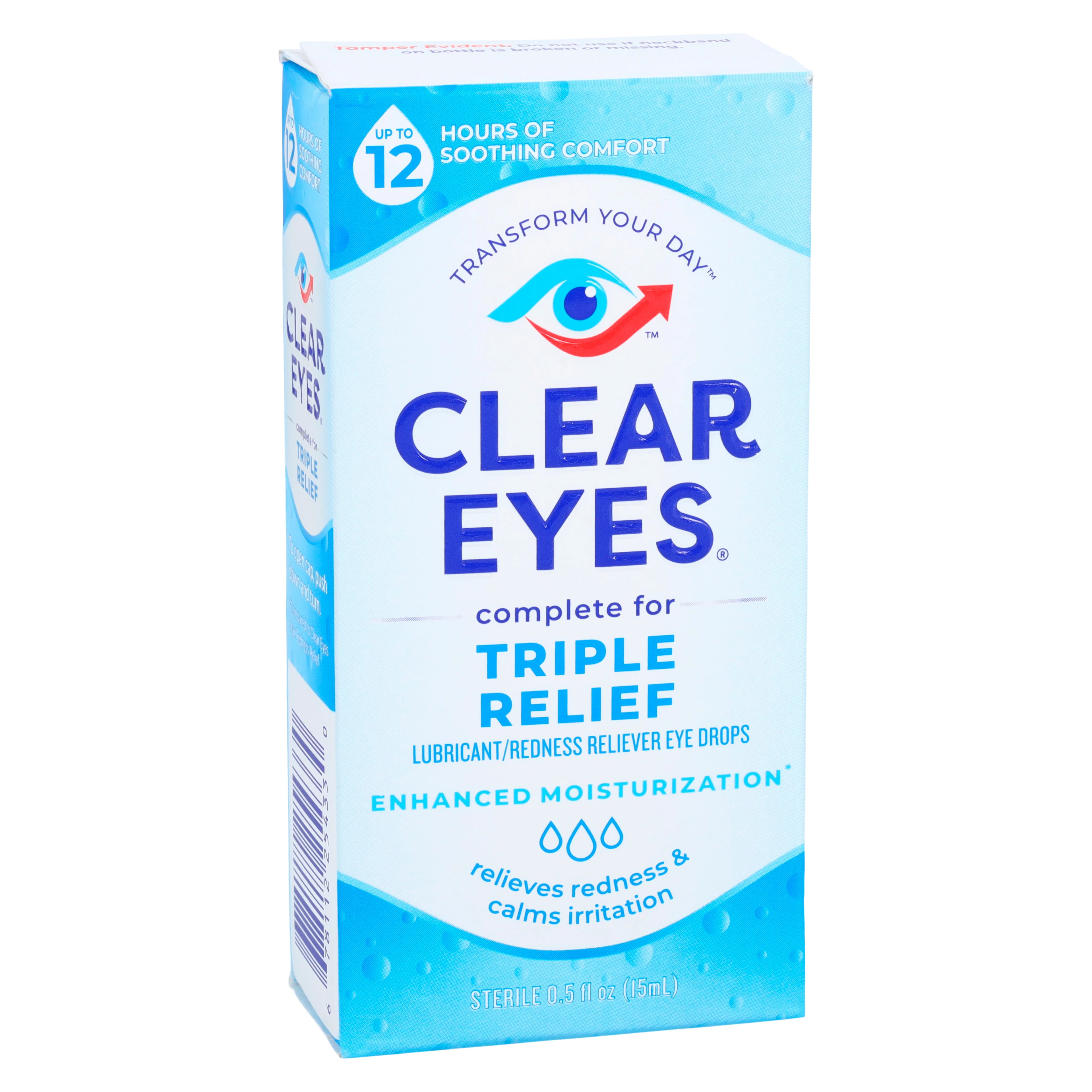 Clear Eyes Triple Action Redness Relief Eye Drops, 0.5 fl oz (15 mL) Bottle