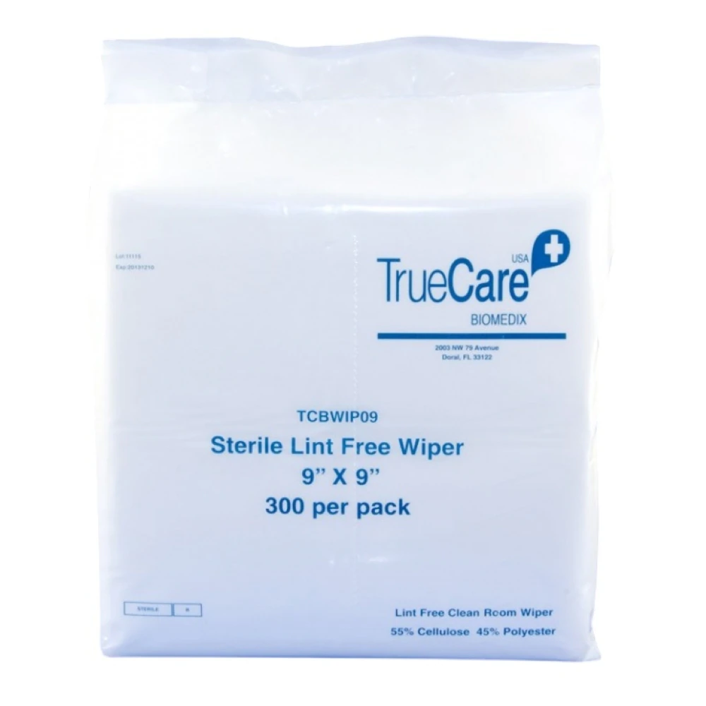 TrueCare Cleanroom Wipe, Cellulose/Polyester Fiber, Sterile, 9 in x 9 in, White, 3600/Case
