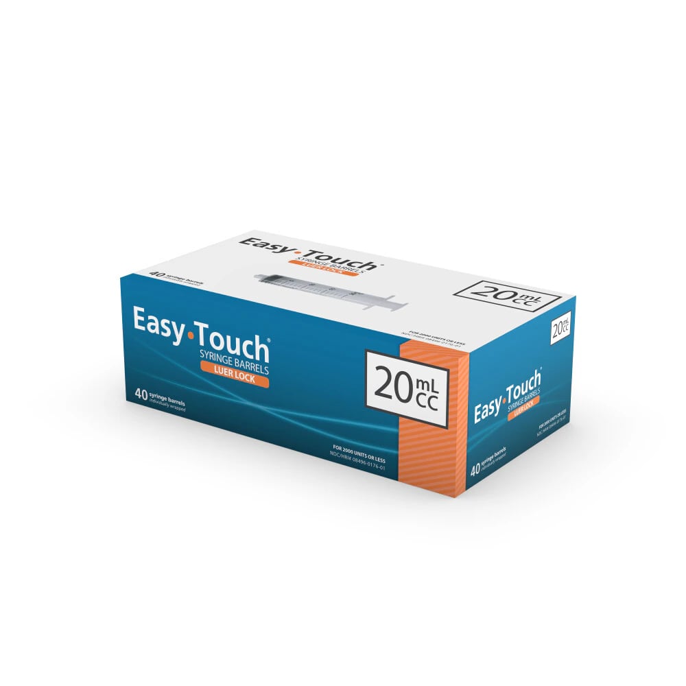 EasyTouch Syringe Barrel, 20 mL, Low Dead Space, Luer Lock, 48/Box