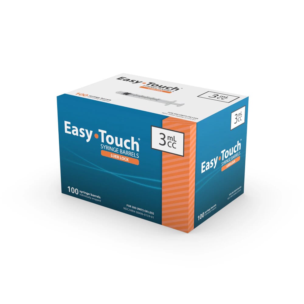 EasyTouch Syringe Barrel, 3mL, Low Dead Space, Luer Lock, 100/Box