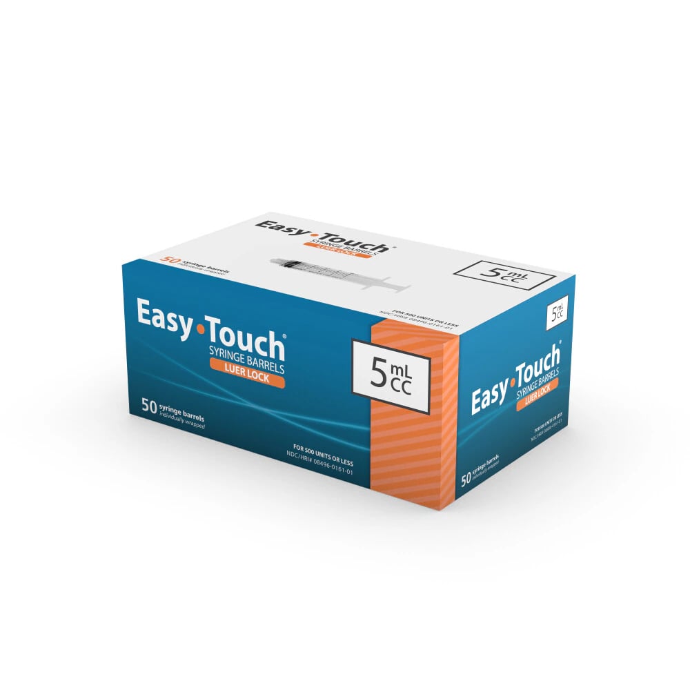 EasyTouch Syringe Barrel, 5 mL, Low Dead Space, Luer Lock, 50/Box